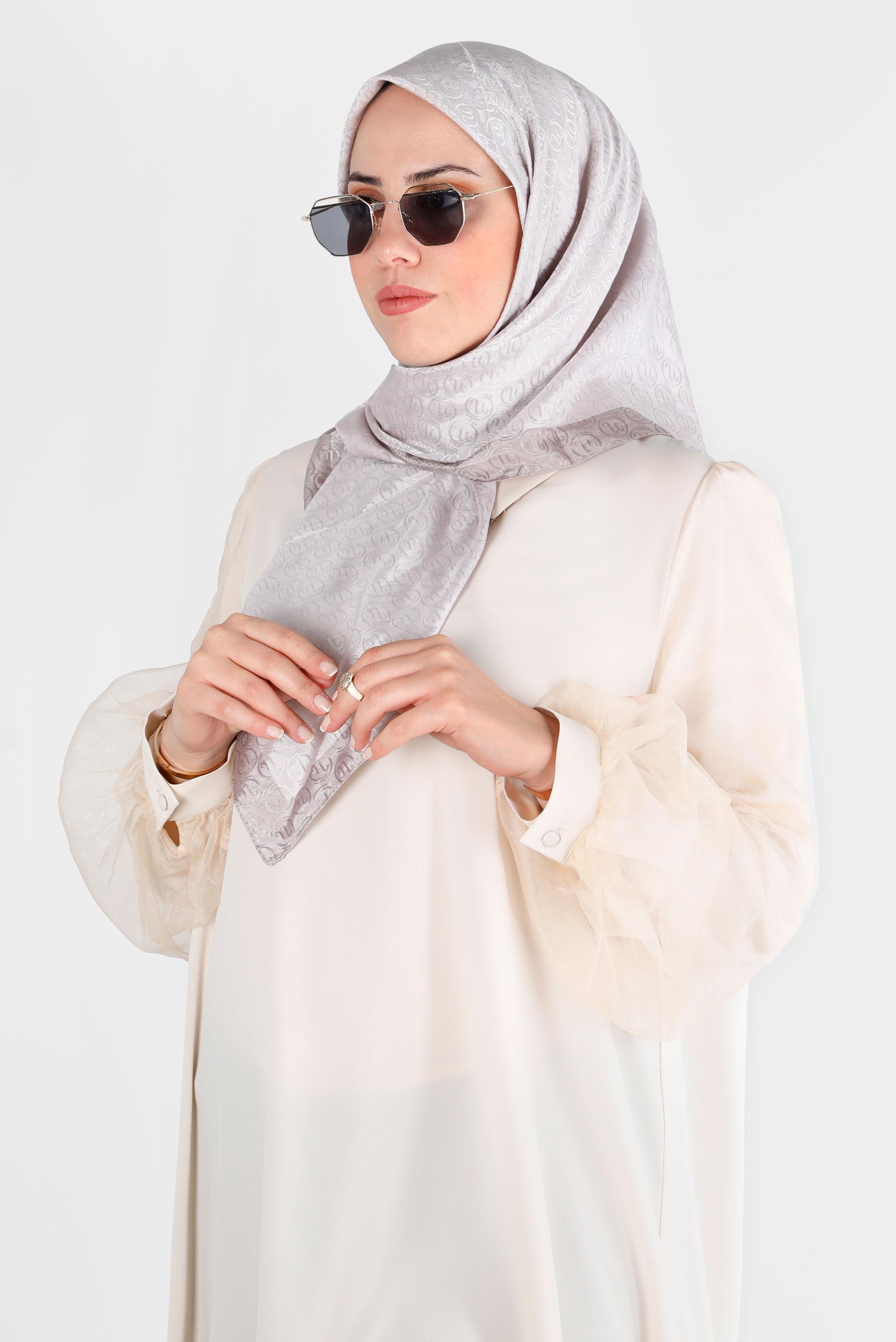 Tesettür giyim VİZON  ALVİNA MONOGRAM EŞARP 8142