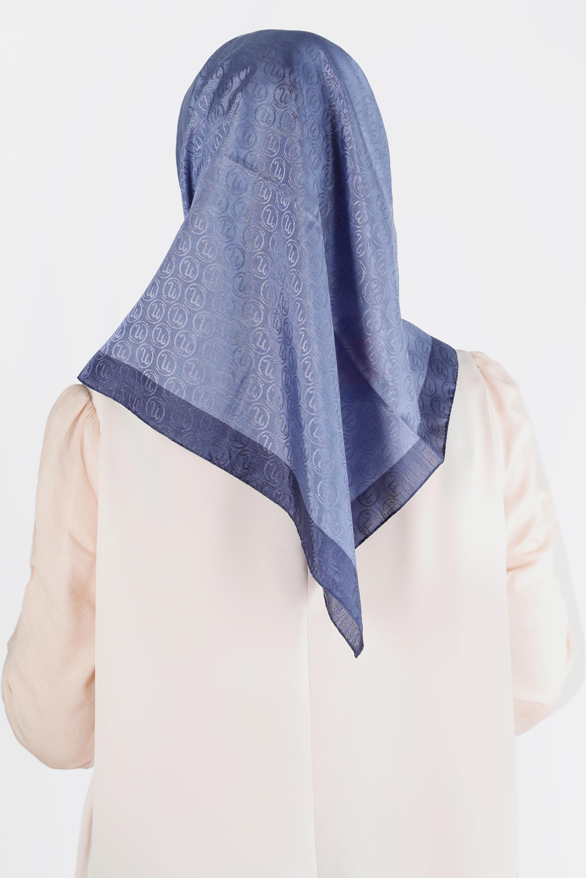 Tesettür giyim LACİVERT  ALVİNA MONOGRAM EŞARP 8142