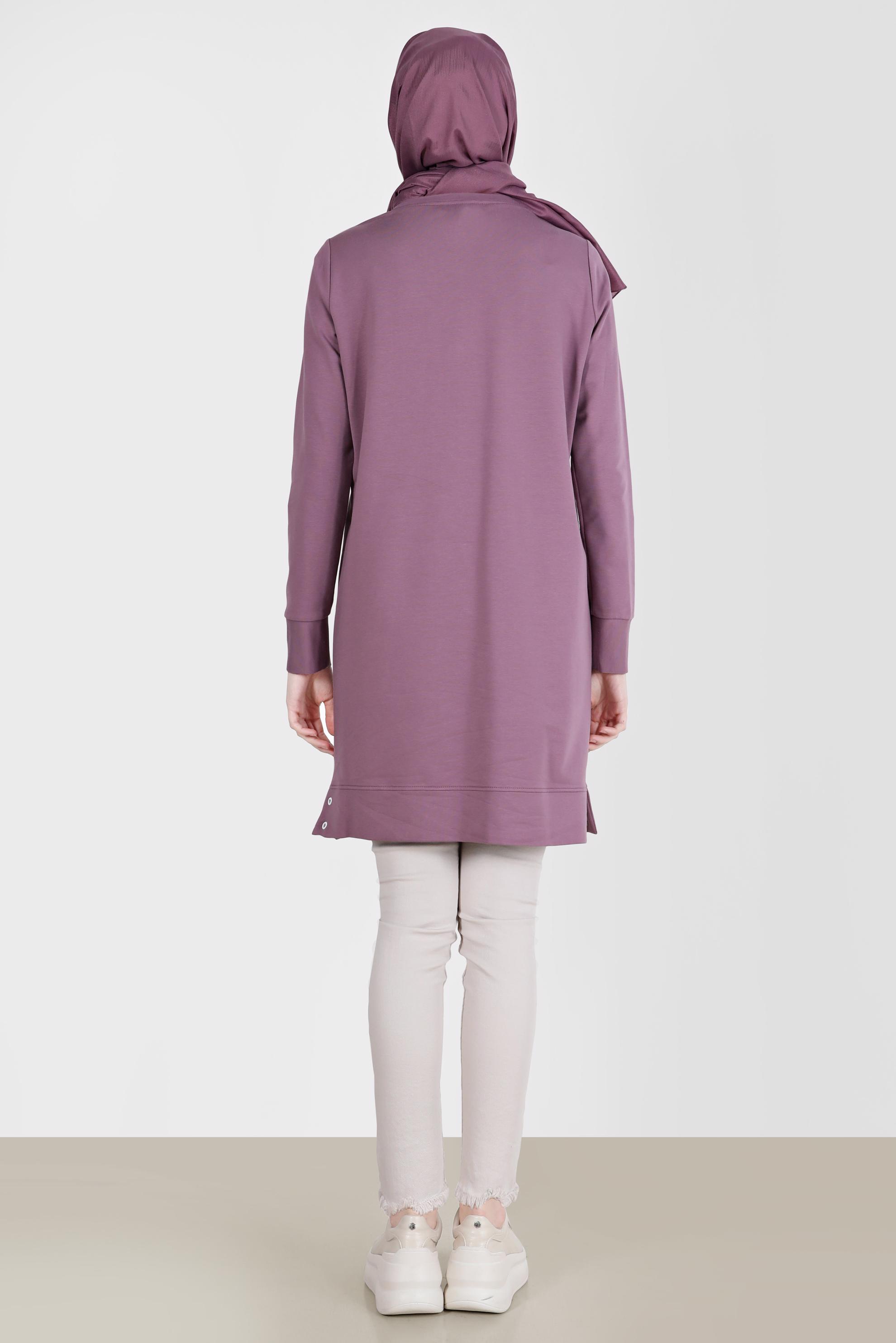 Tesettür giyim MOR BASKI DETAYLI EŞOFMAN TUNİK 42275 