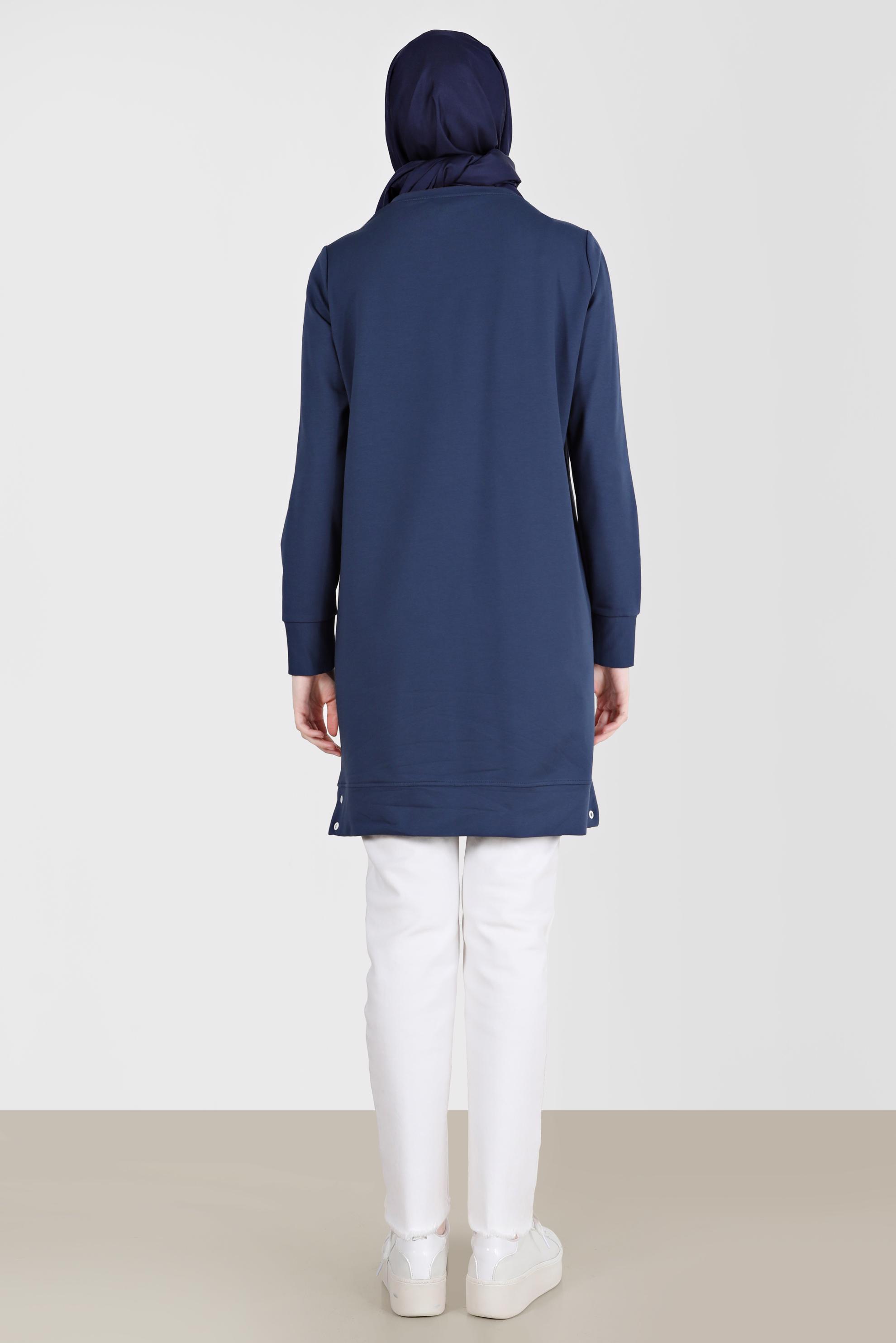 Tesettür giyim LACİVERT BASKI DETAYLI EŞOFMAN TUNİK 42275 