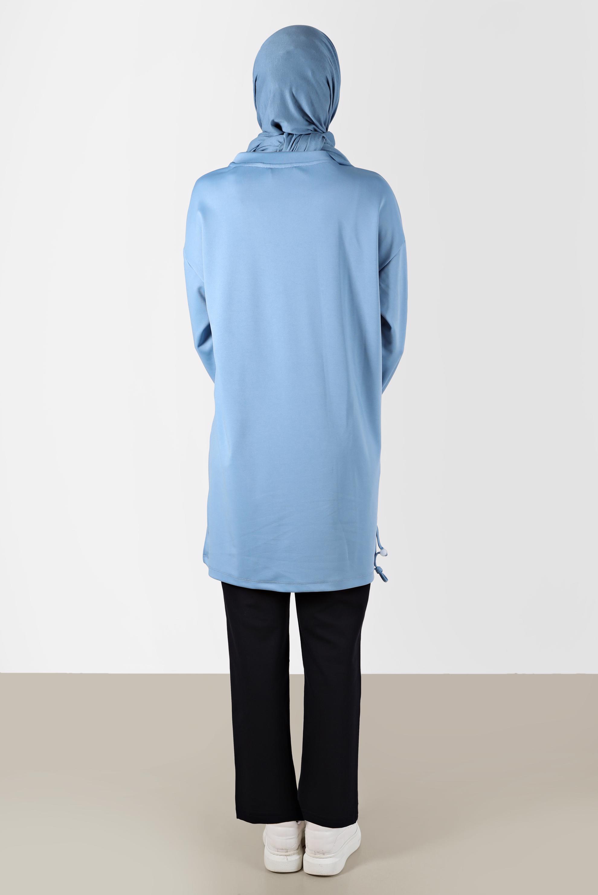 Tesettür giyim MAVİ BAĞCIK DETAYLI EŞOFMAN TUNİK 42572 