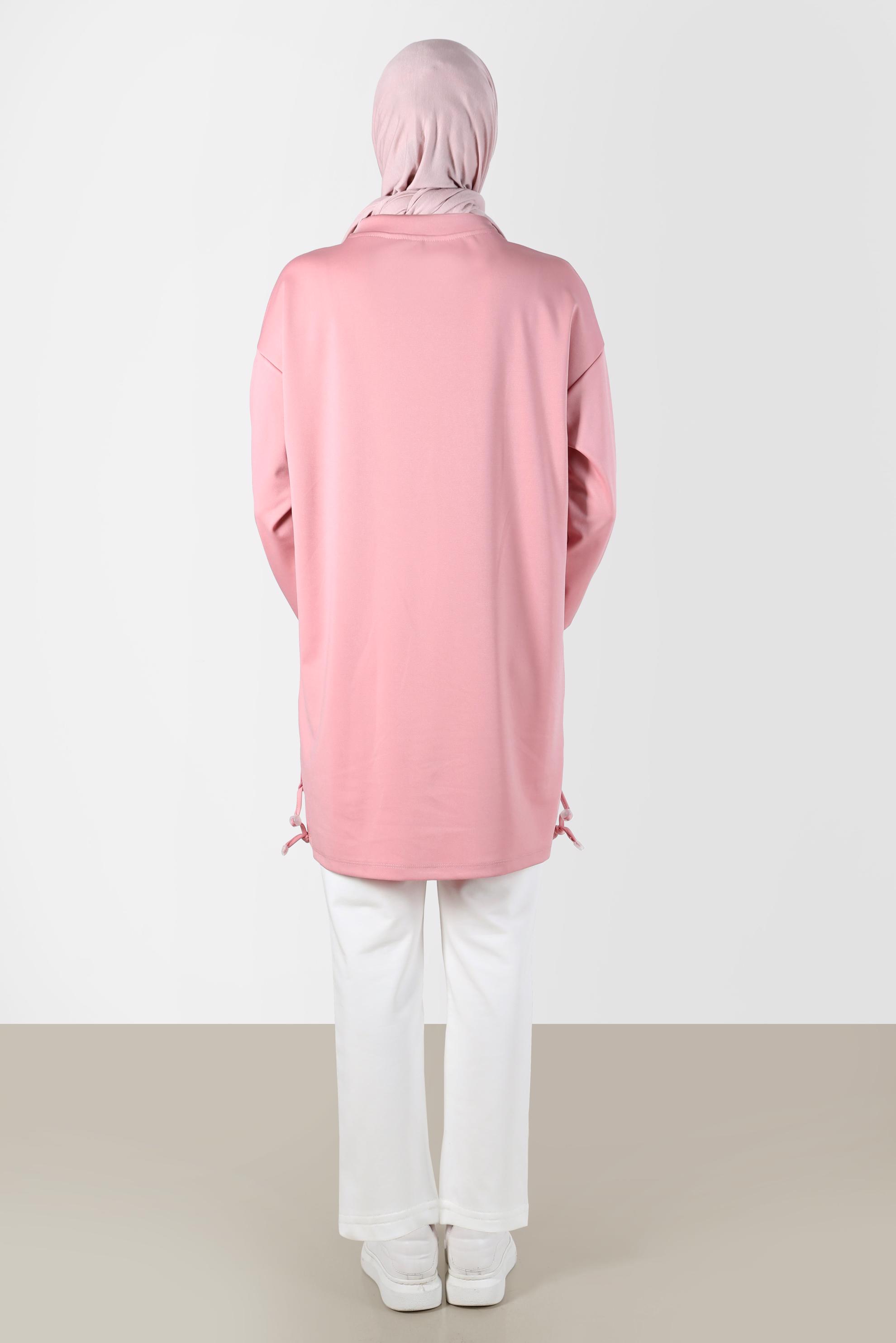 Tesettür giyim PUDRA BAĞCIK DETAYLI EŞOFMAN TUNİK 42572 