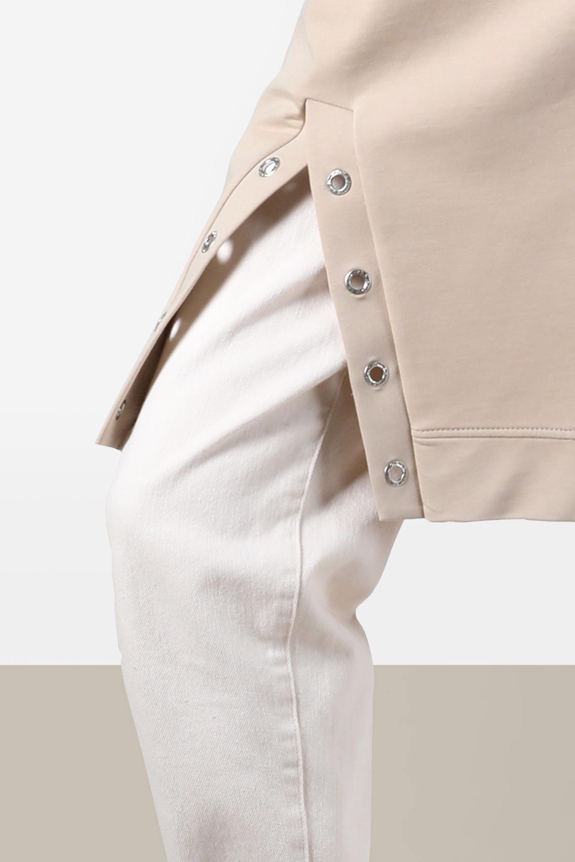 Tesettür giyim BEJ KUŞGÖZÜ DETAYLI YIRTMAÇLI EŞOFMAN TUNİK 42573 