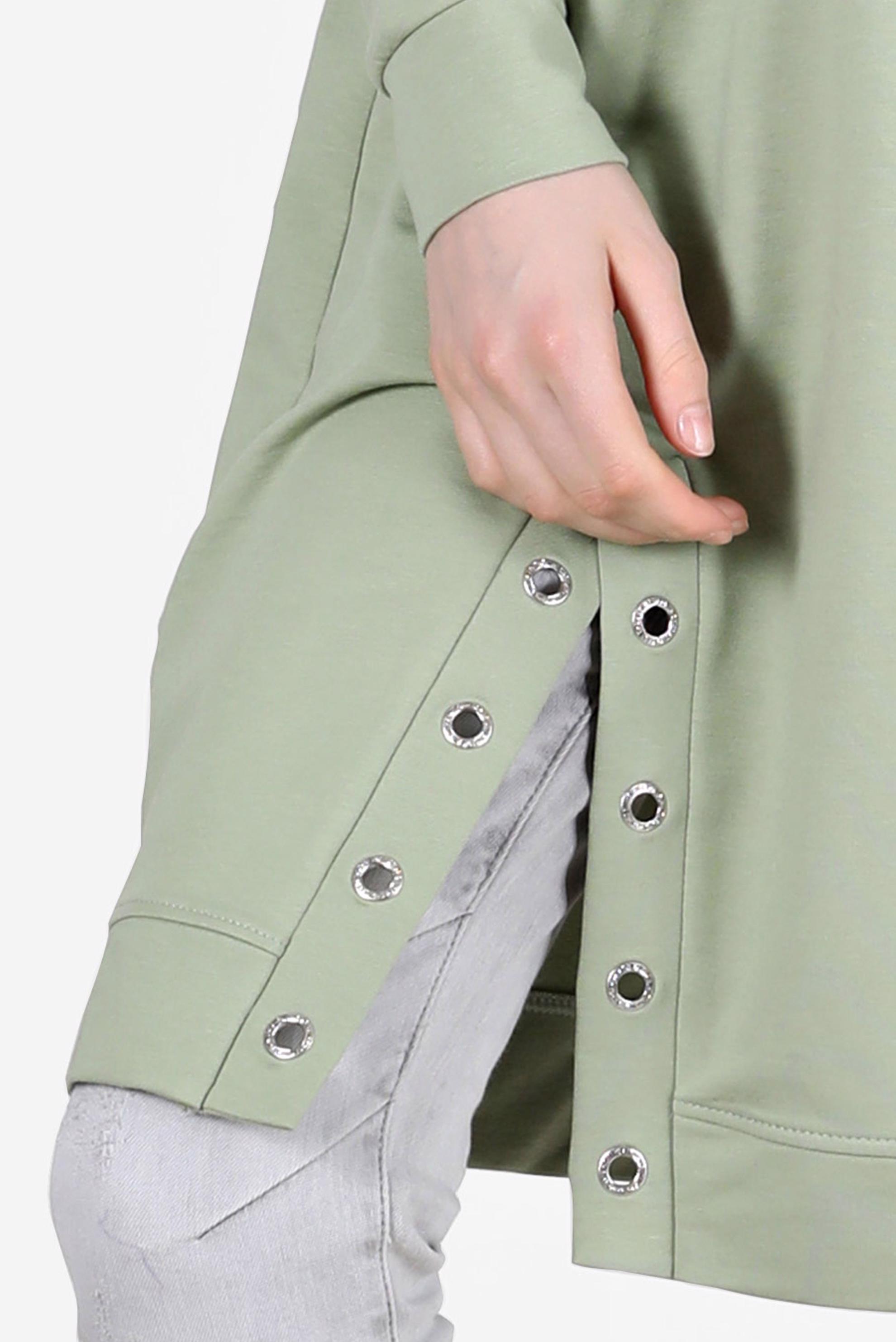 Tesettür giyim YEŞİL KUŞGÖZÜ DETAYLI YIRTMAÇLI EŞOFMAN TUNİK 42573 