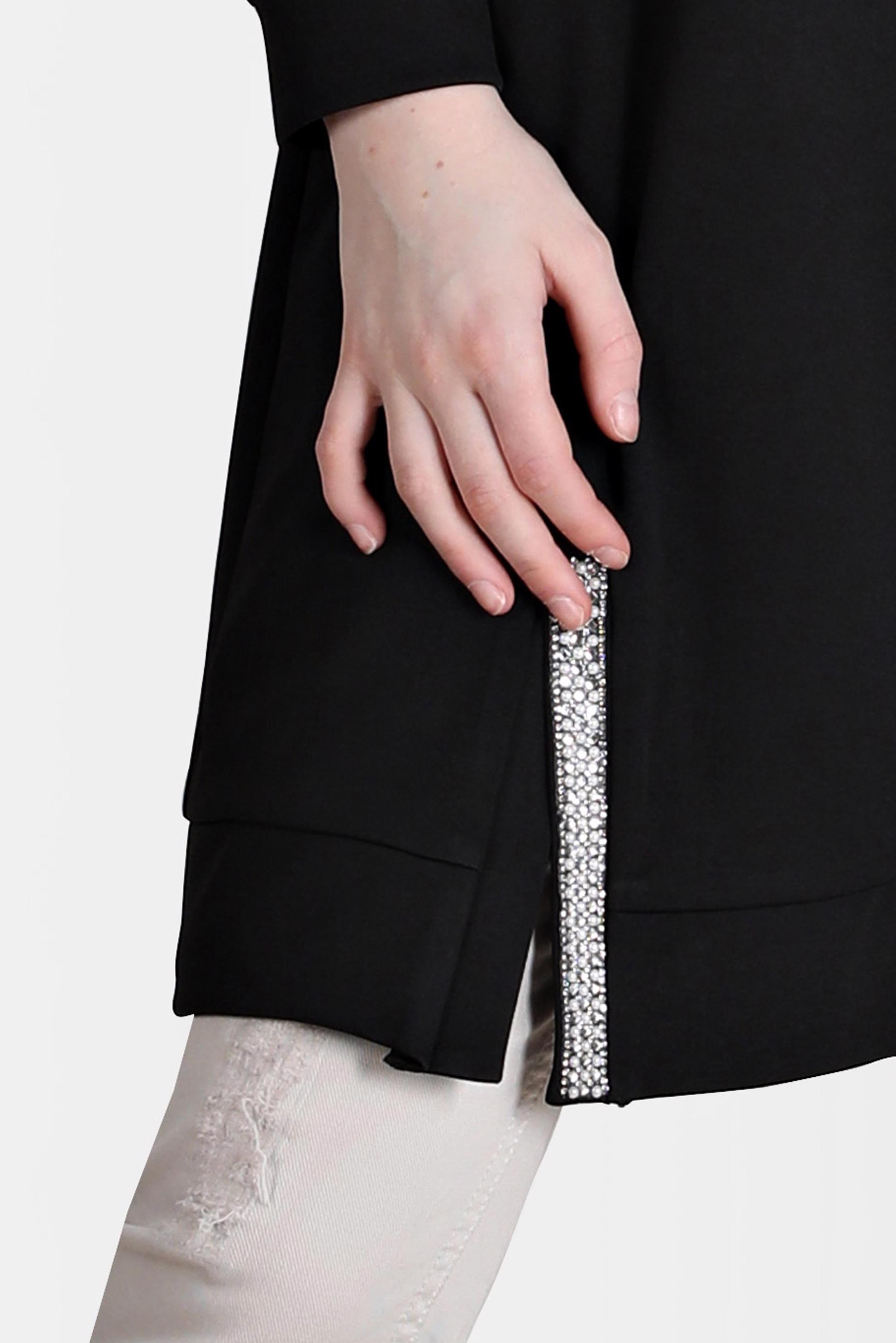 Tesettür giyim SİYAH TAŞ DETAYLI KAPÜŞONLU EŞOFMAN TUNİK 42574 