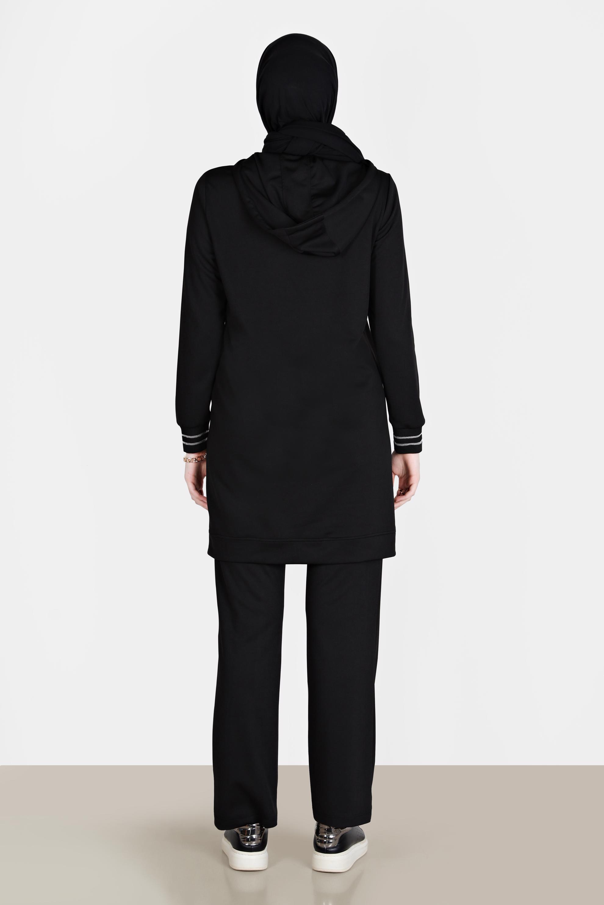 Tesettür giyim SİYAH FERMUARLI BASIC İKİLİ PANT. EŞOFMAN TAKIM 42575 