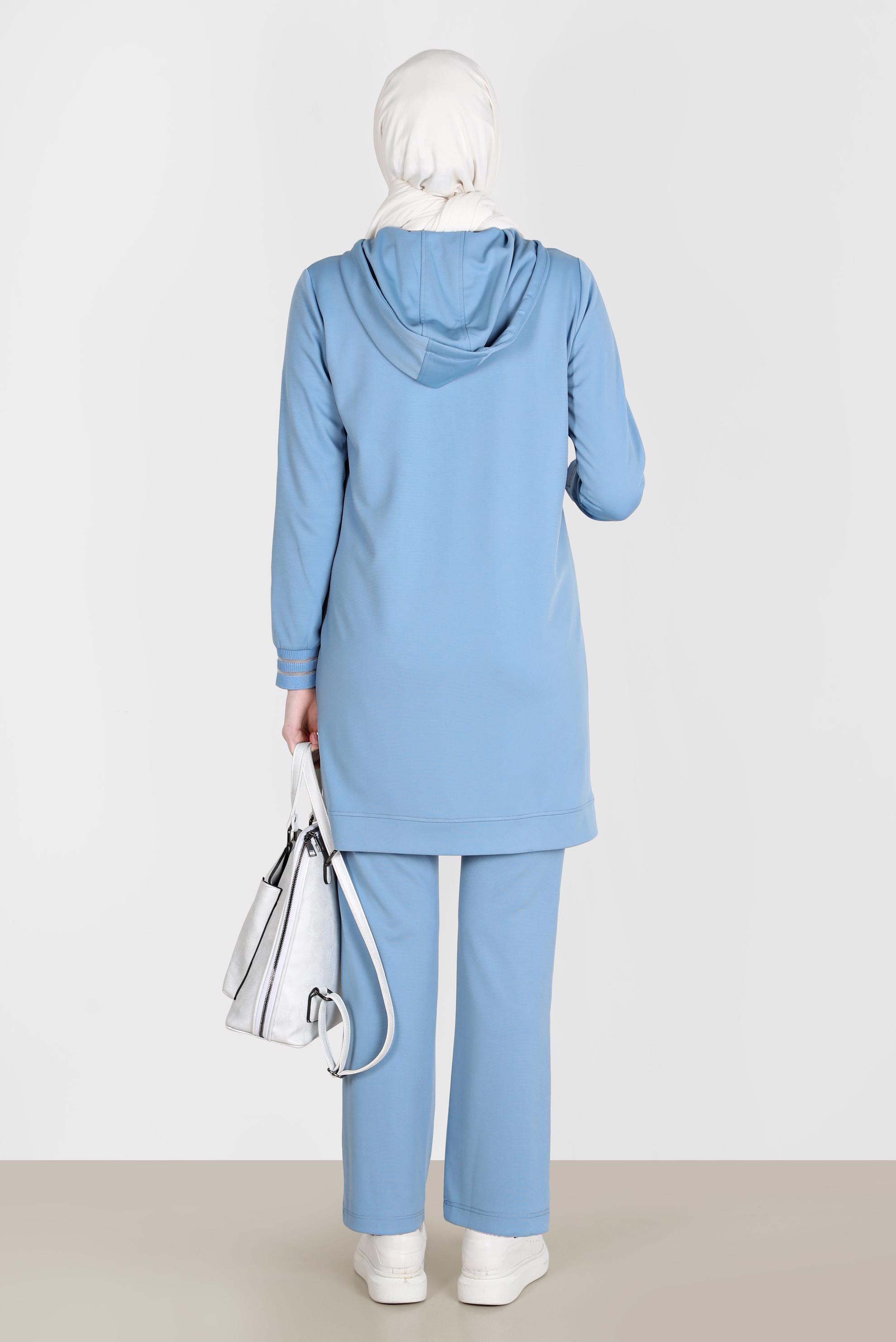 Hijab clothing BLUE ZIPPERED BASIC 2-PIECE TRACKSUIT SET 42575 