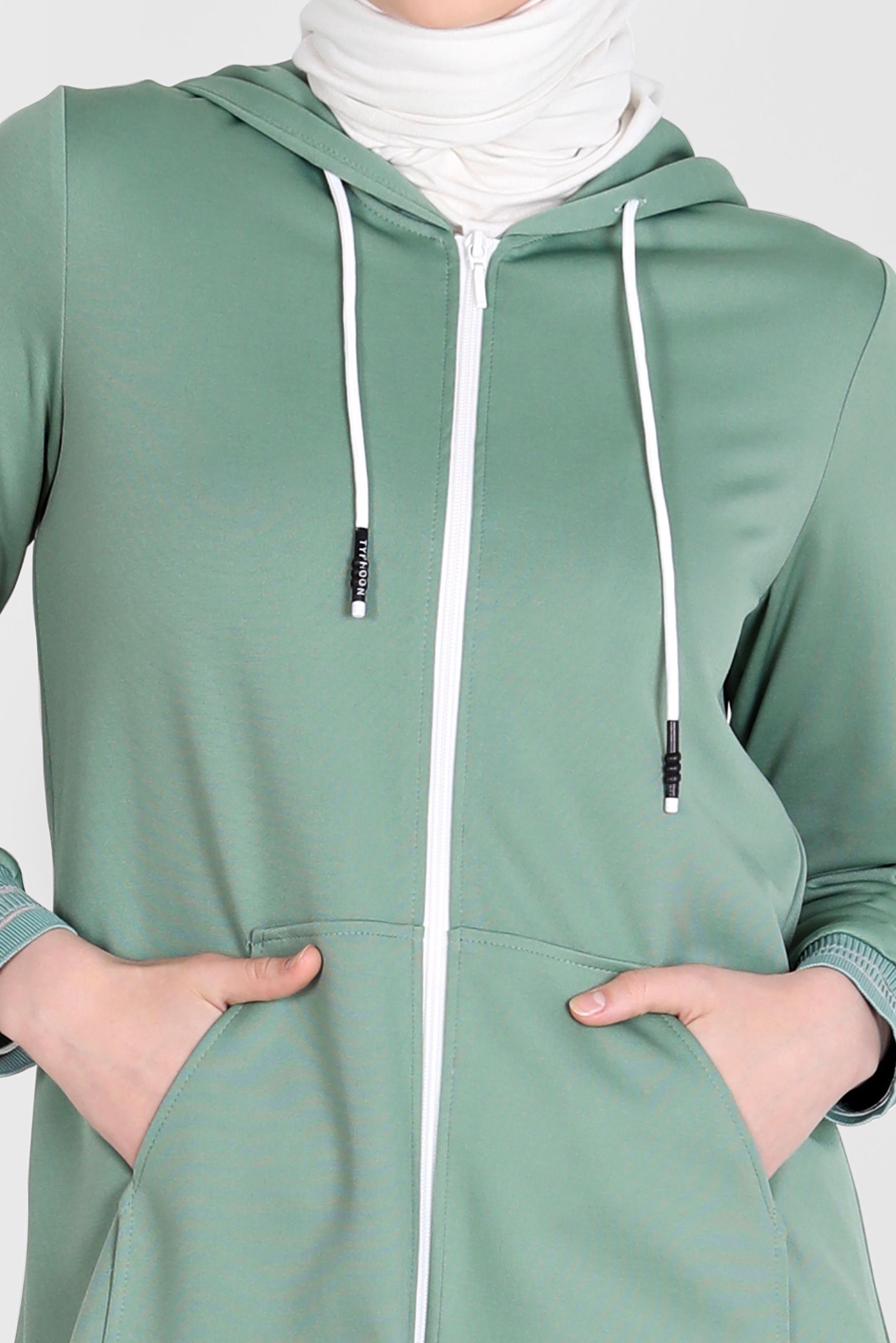 Tesettür giyim YEŞİL FERMUARLI BASIC İKİLİ PANT. EŞOFMAN TAKIM 42575 