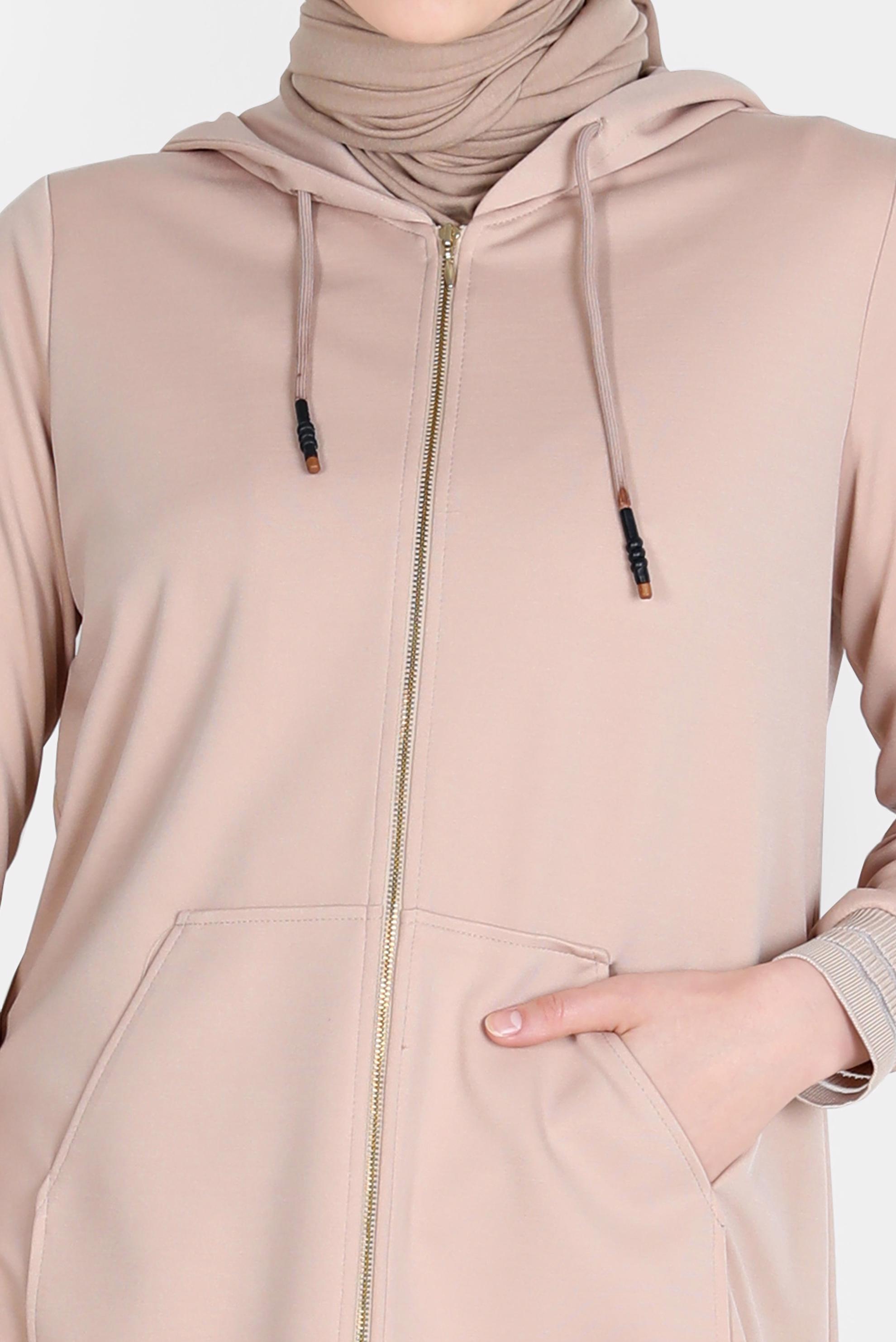 Tesettür giyim BEJ FERMUARLI BASIC İKİLİ PANT. EŞOFMAN TAKIM 42575 