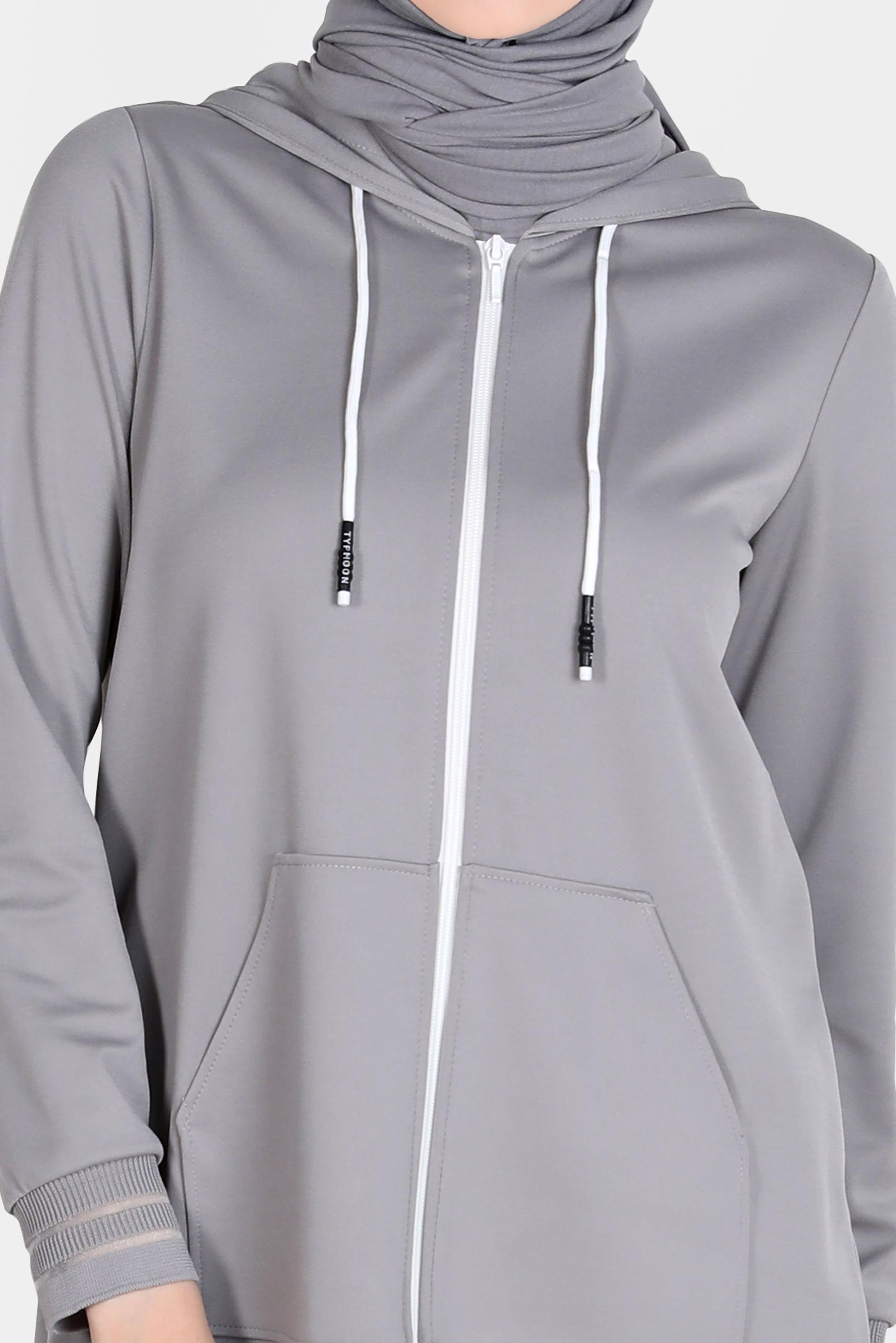 Tesettür giyim GRİ FERMUARLI BASIC İKİLİ PANT. EŞOFMAN TAKIM 42575 