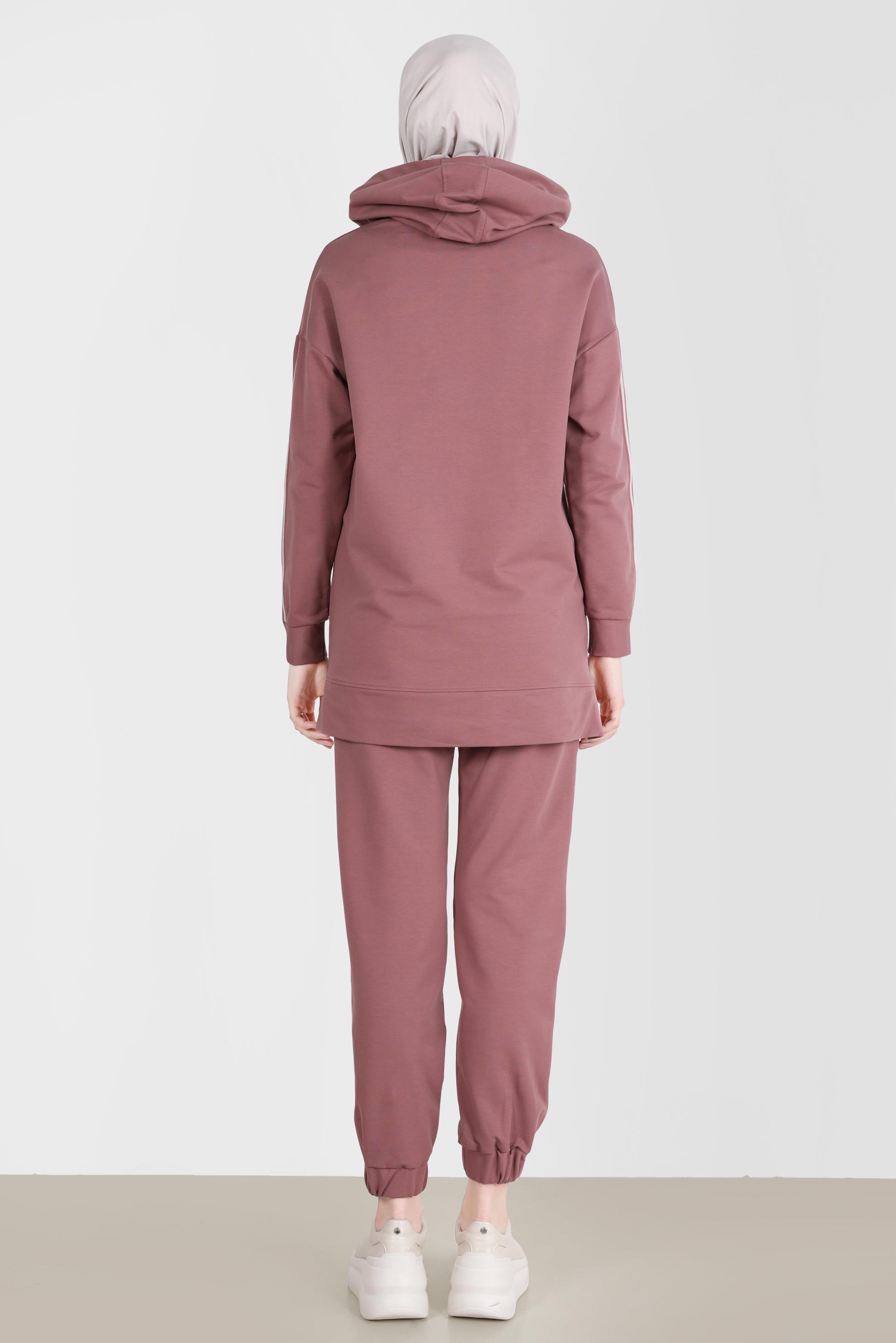Vêtements hijab ROSE ENSEMBLE SURVÊTEMENT 2 PIÈCES À CAPUCHE RAYÉ AVEC PANTALON 42594