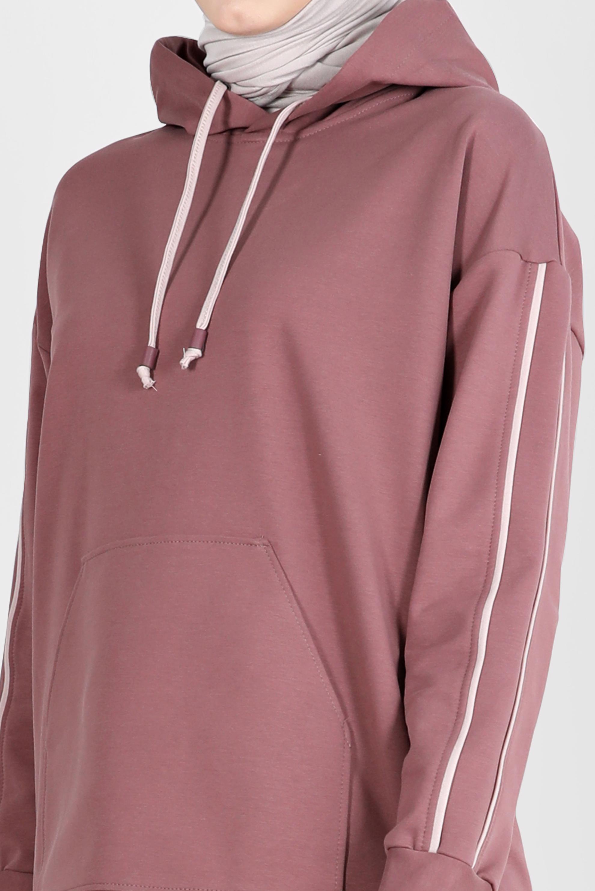 Vêtements hijab ROSE ENSEMBLE SURVÊTEMENT 2 PIÈCES À CAPUCHE RAYÉ AVEC PANTALON 42594