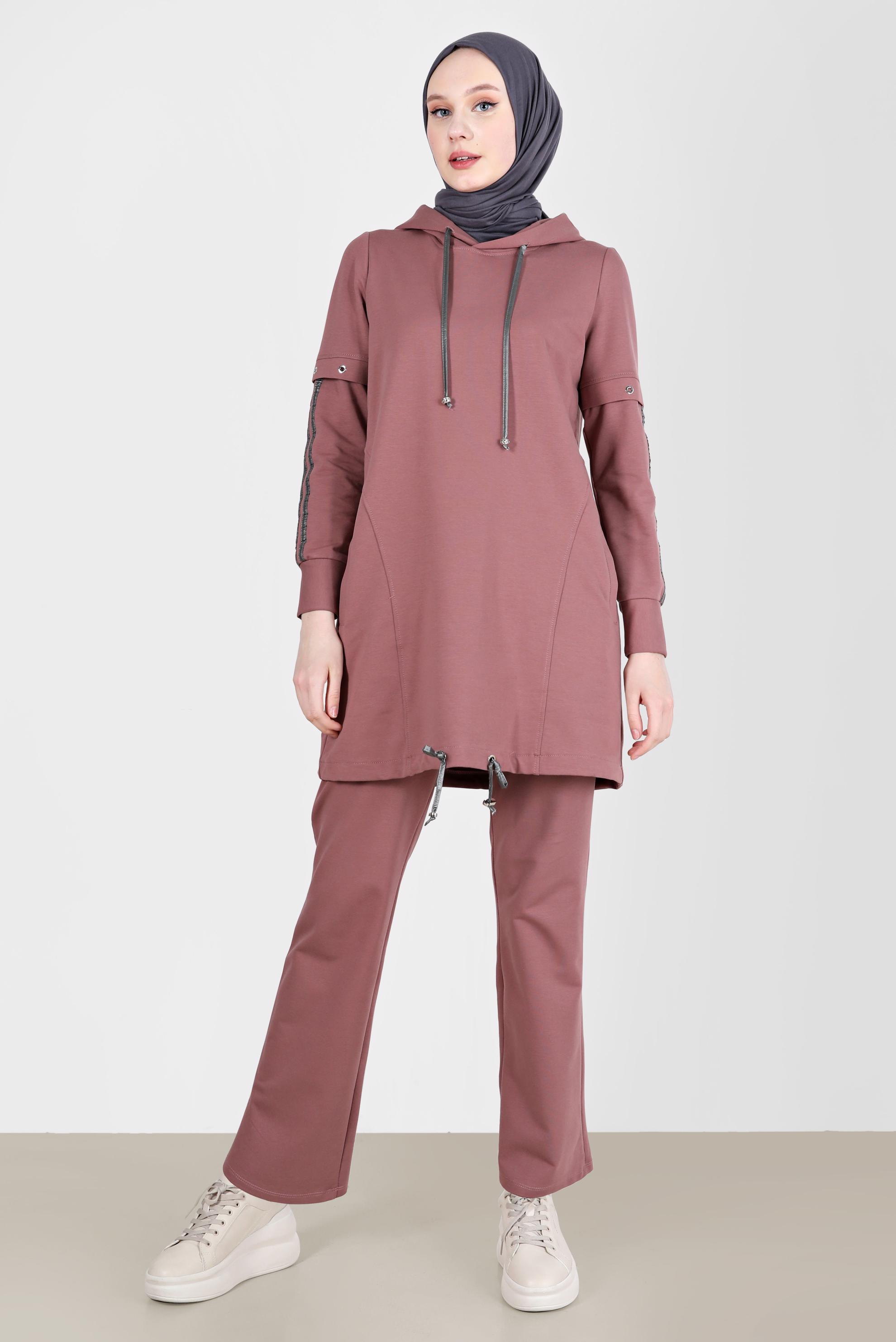 Vêtements hijab ROSE ENSEMBLE DE SURVÊTEMENT 2 PIÈCES À CAPUCHE AVEC ŒILLETS 42595