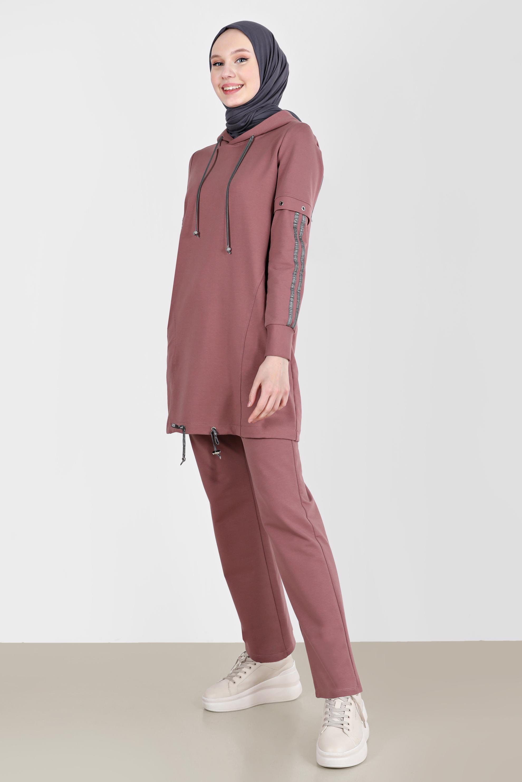 Vêtements hijab ROSE ENSEMBLE DE SURVÊTEMENT 2 PIÈCES À CAPUCHE AVEC ŒILLETS 42595