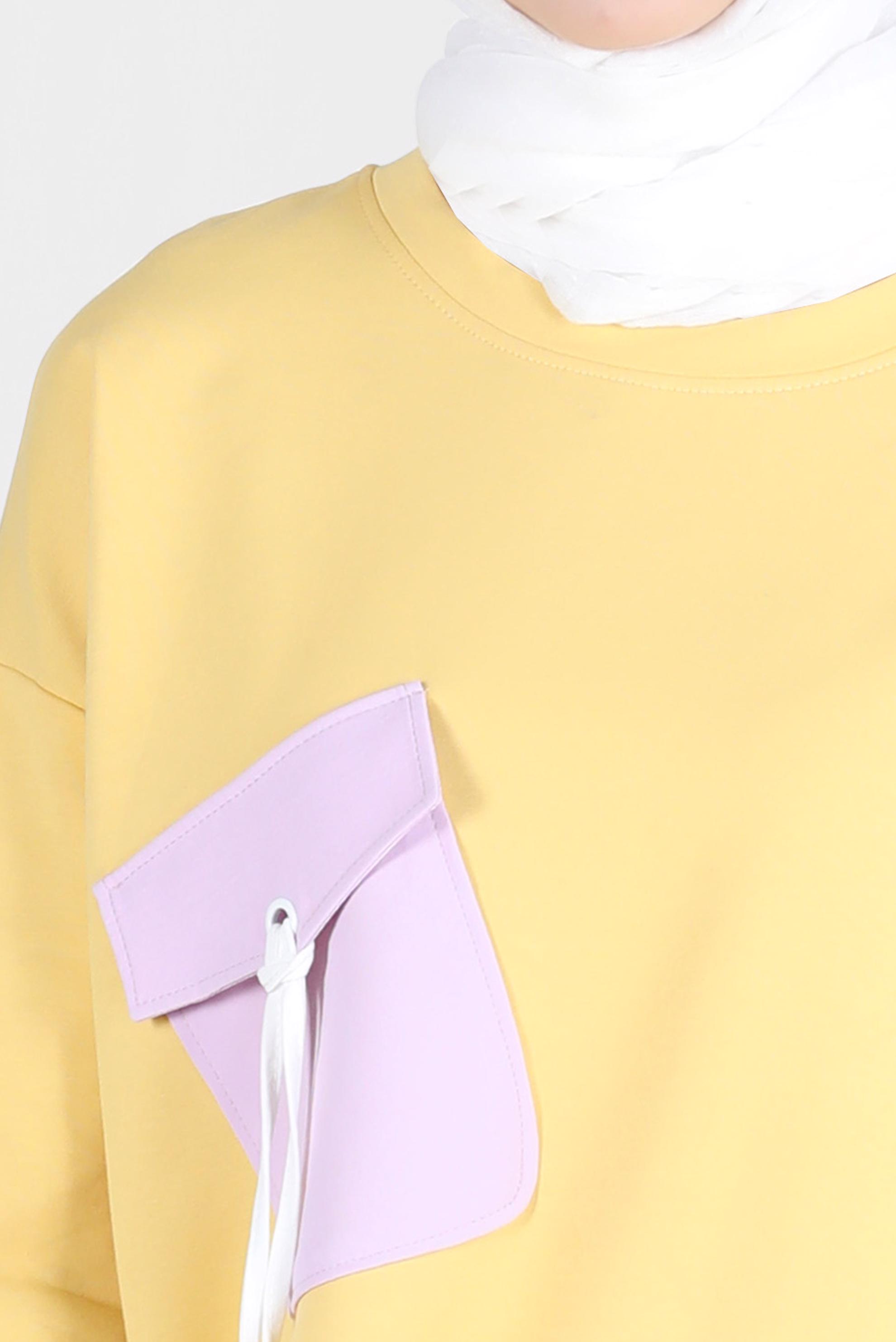 Tesettür giyim SARI BAĞCIKLI CEP DETAYLI EŞOFMAN TUNİK 42596 