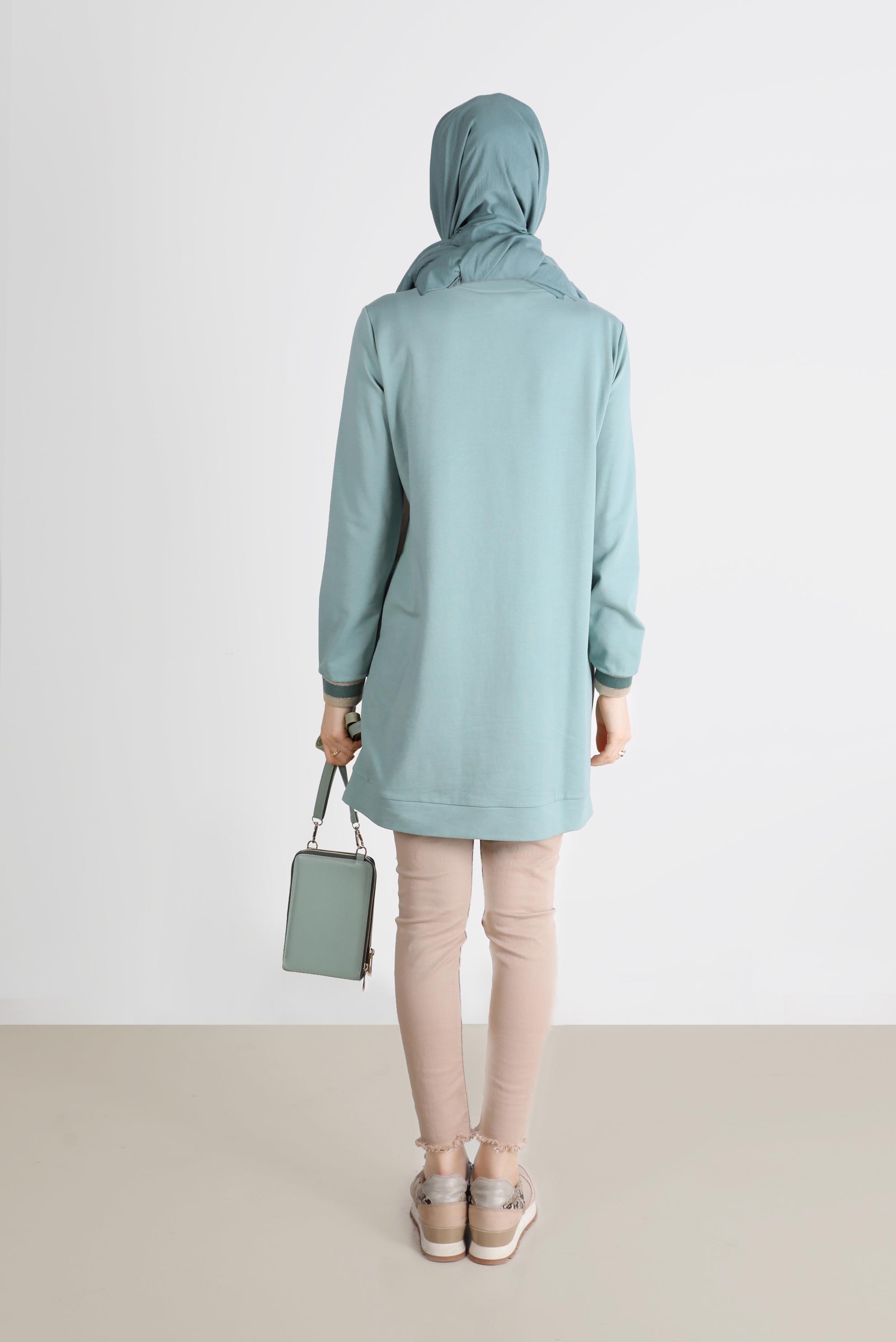 Tesettür giyim MAVİ CEP DETAYLI EŞOFMAN TUNİK 42598