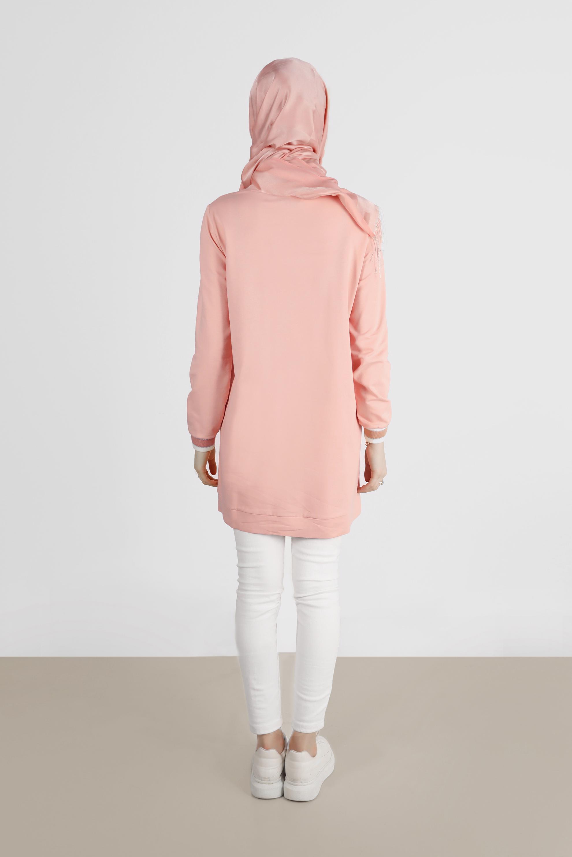 Tesettür giyim PUDRA CEP DETAYLI EŞOFMAN TUNİK 42598