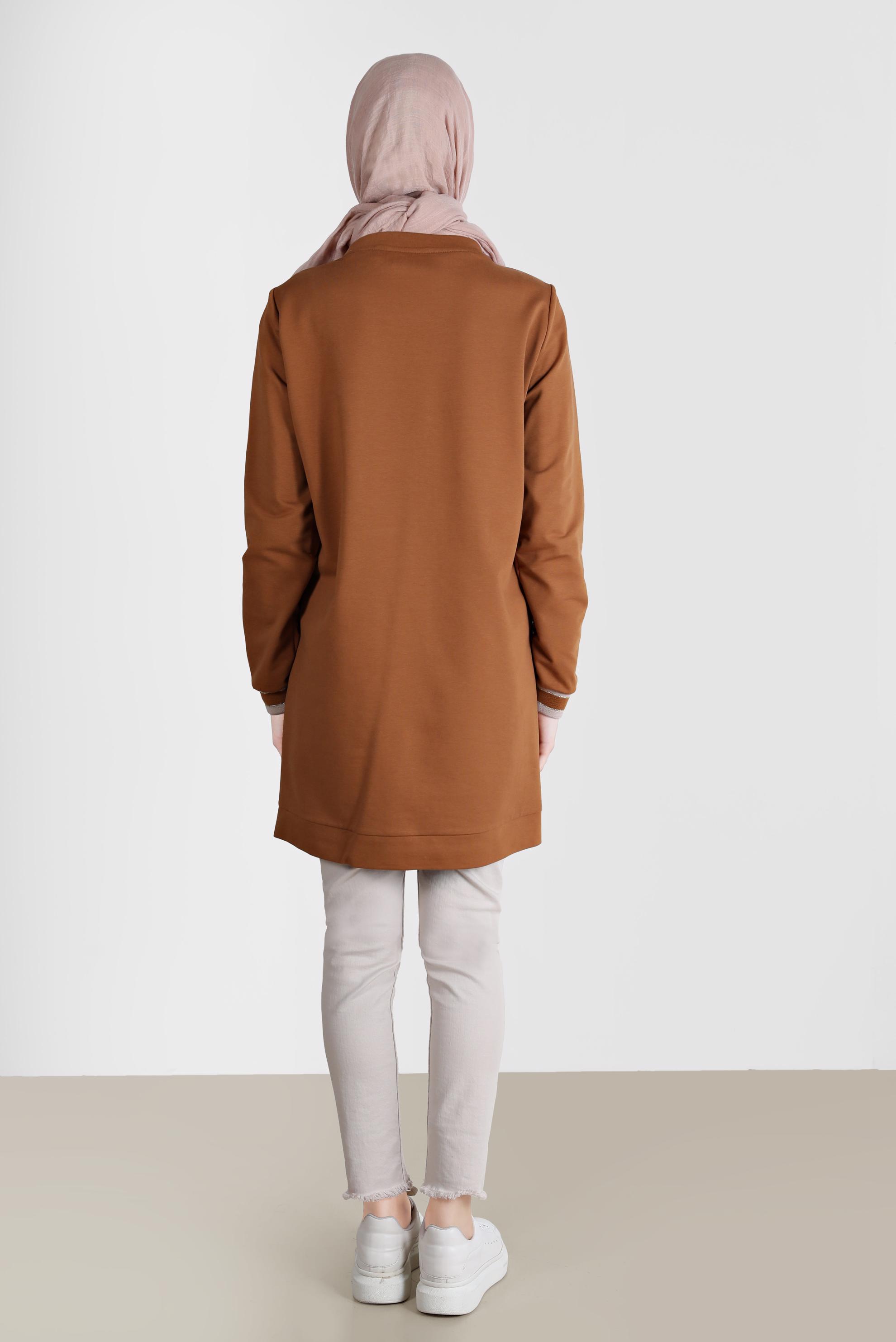 Tesettür giyim SARI CEP DETAYLI EŞOFMAN TUNİK 42598