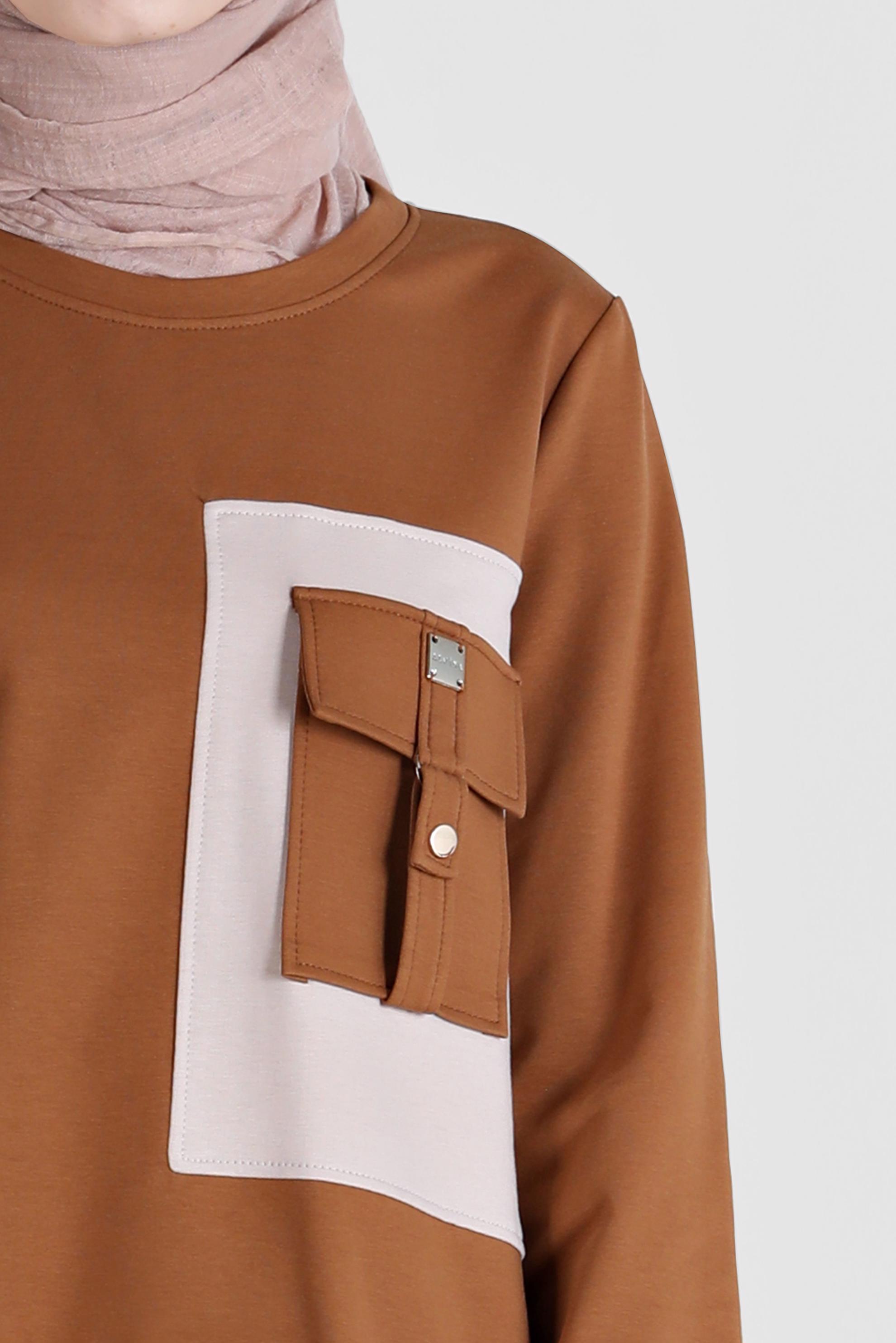 Tesettür giyim SARI CEP DETAYLI EŞOFMAN TUNİK 42598