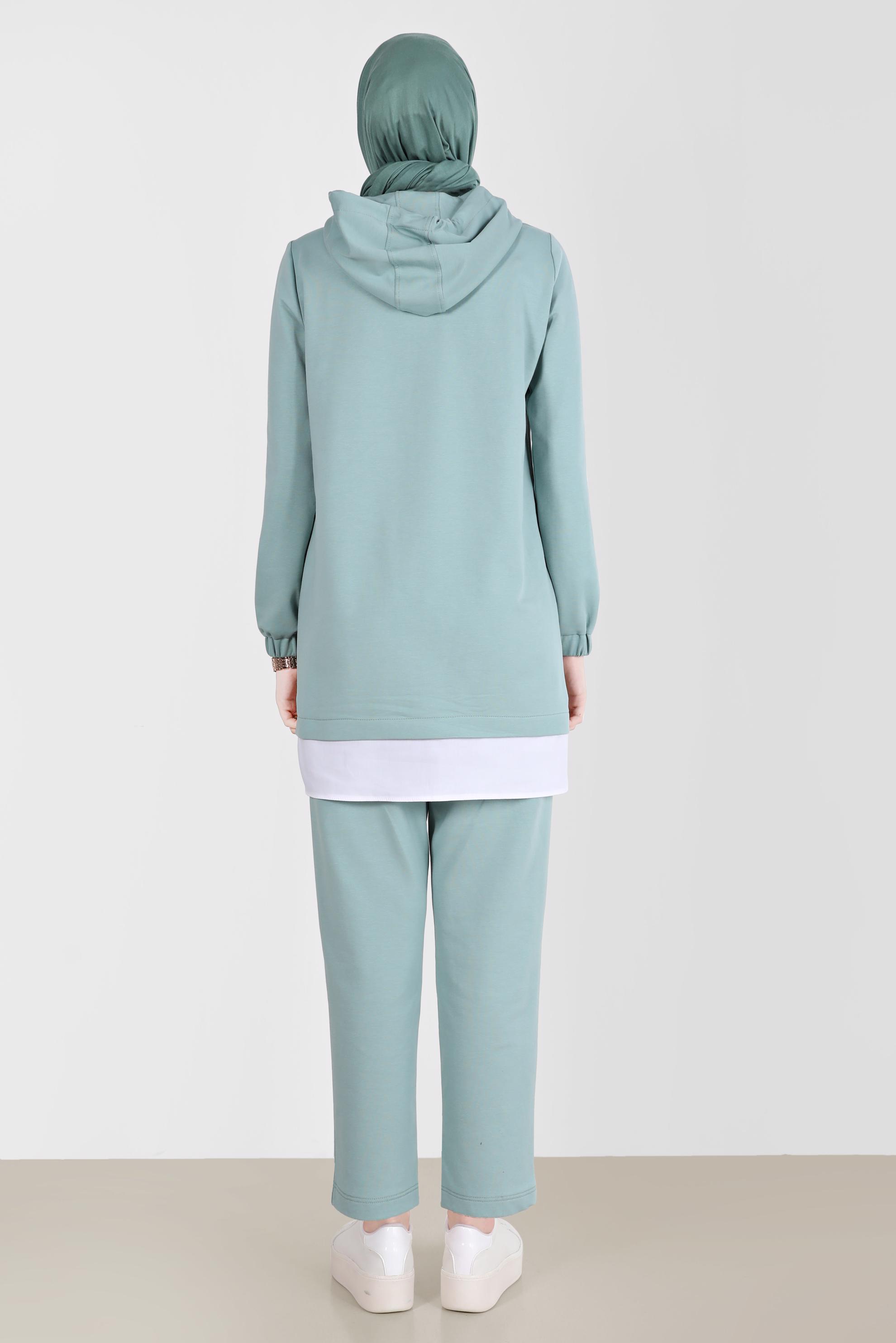 Vêtements hijab BLEU ENSEMBLE DE SURVÊTEMENT 2 PIÈCES À SLOGAN 42655