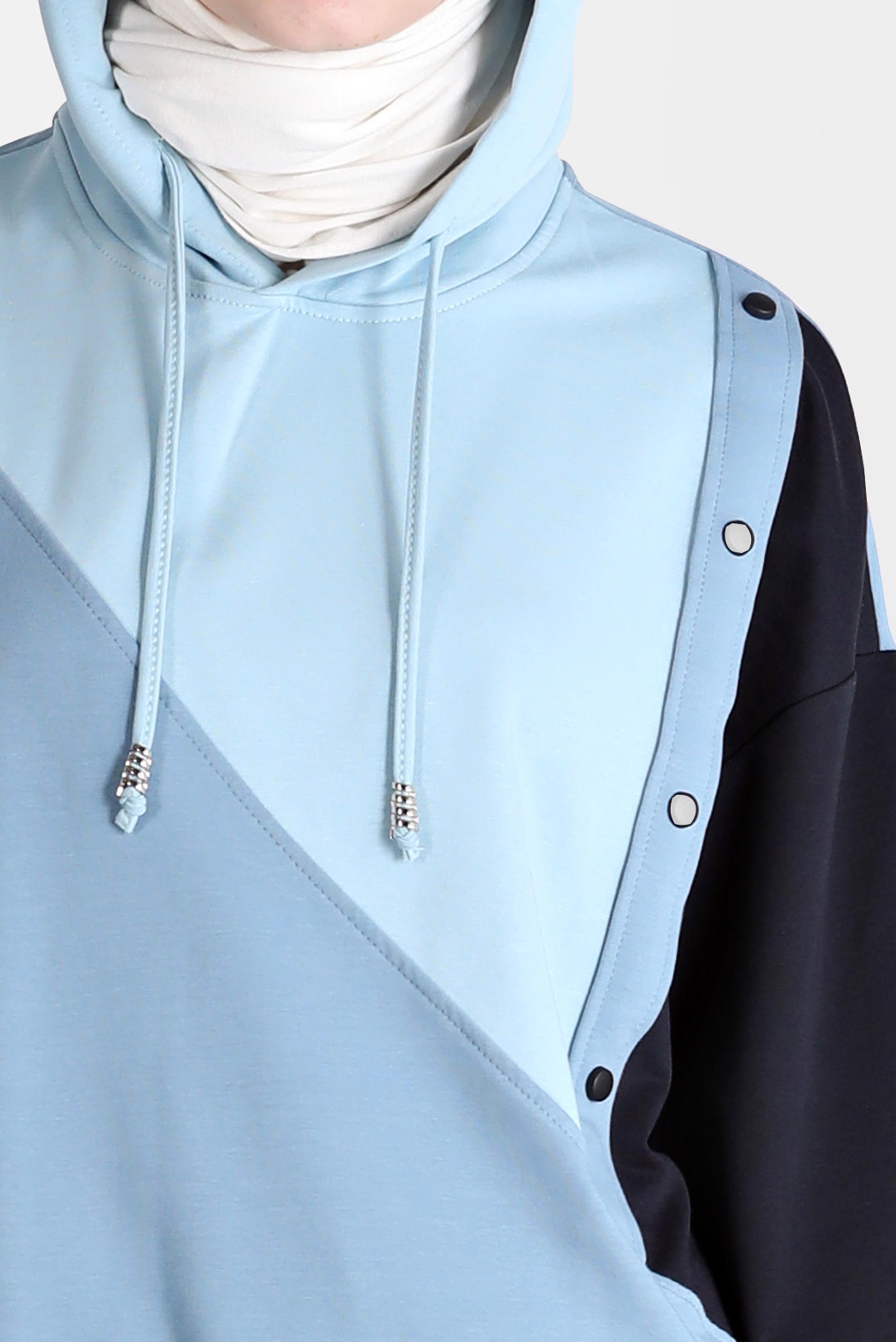 Tesettür giyim LACİVERT ÇOK RENKLİ KAPÜŞONLU İKİLİ PANT. EŞOFMAN TAKIMI 42656 