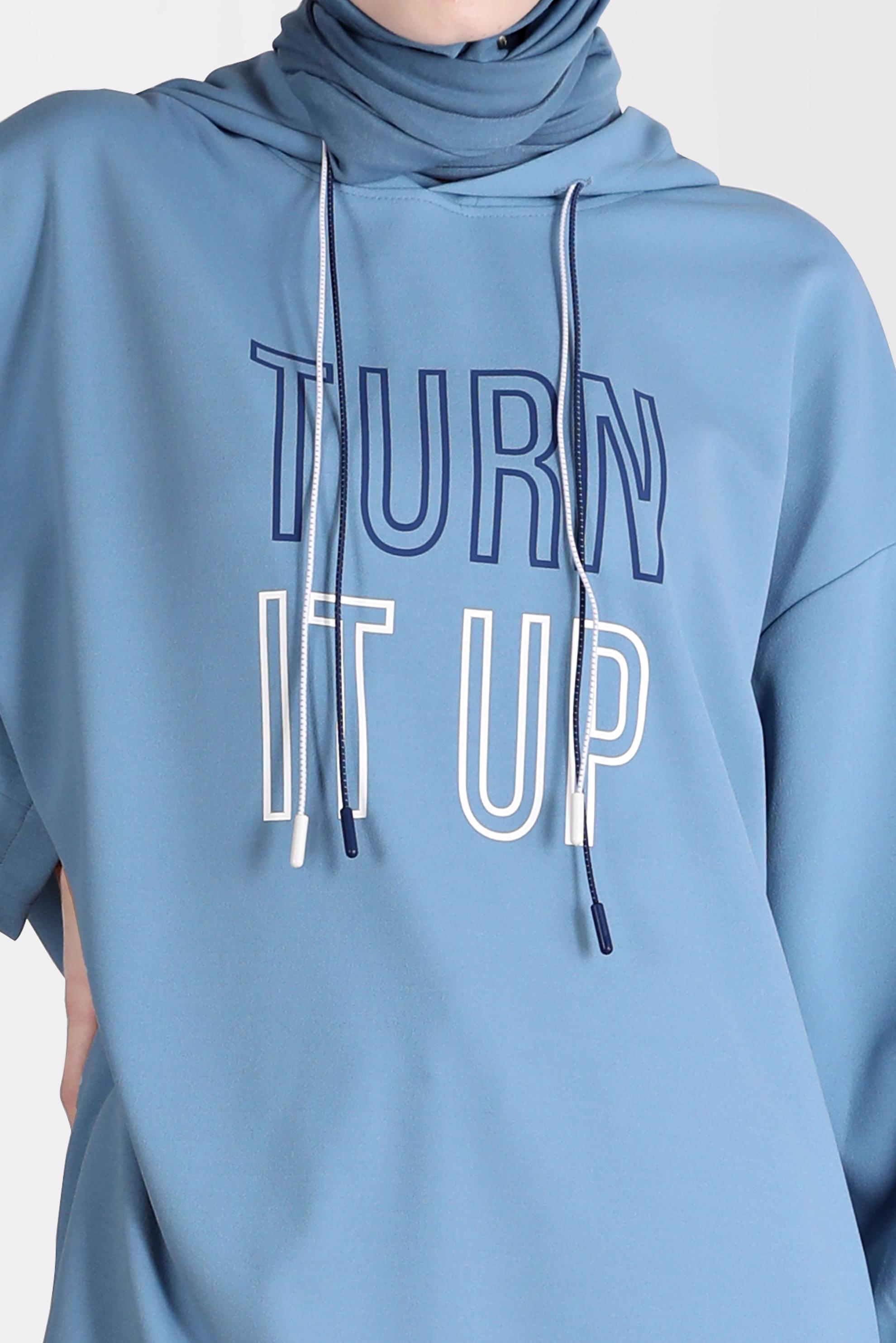 Tesettür giyim MAVİ BASKI DETAYLI İKİLİ PANT. EŞOFMAN TAKIMI 42675 