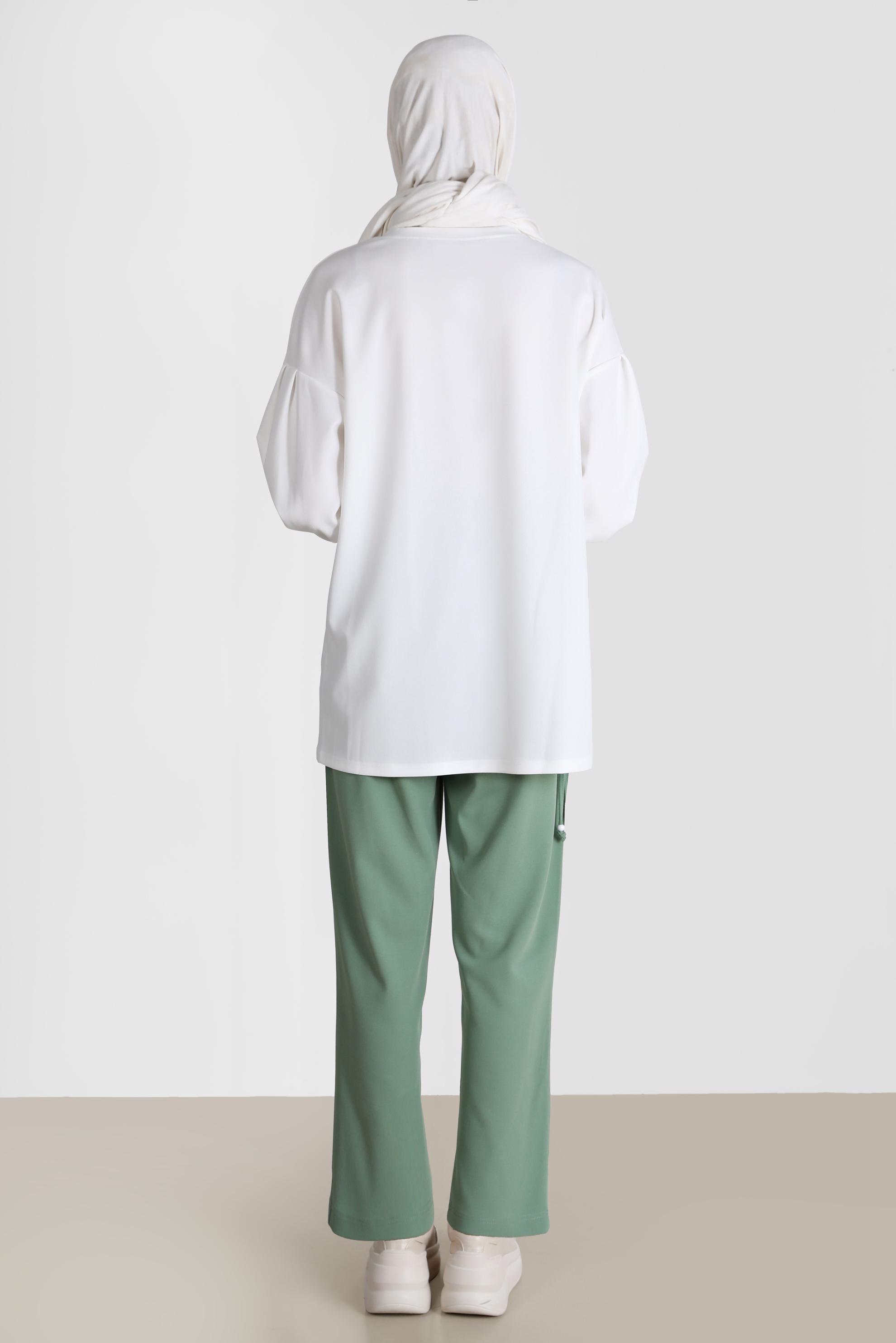 Tesettür giyim YEŞİL BASKI DETAYLI İKİLİ PANT. EŞOFMAN TAKIMI 42677 