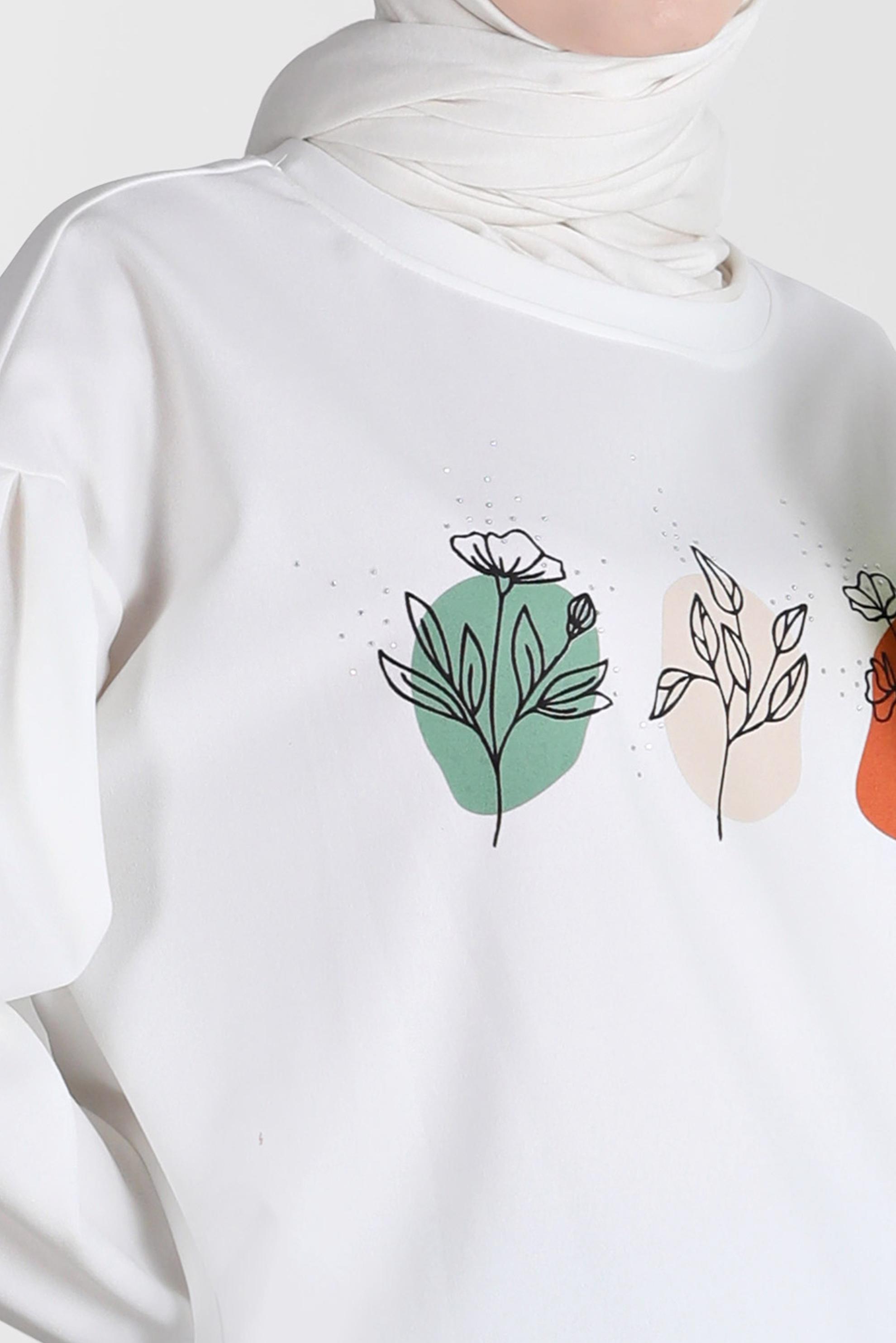 Tesettür giyim YEŞİL BASKI DETAYLI İKİLİ PANT. EŞOFMAN TAKIMI 42677 