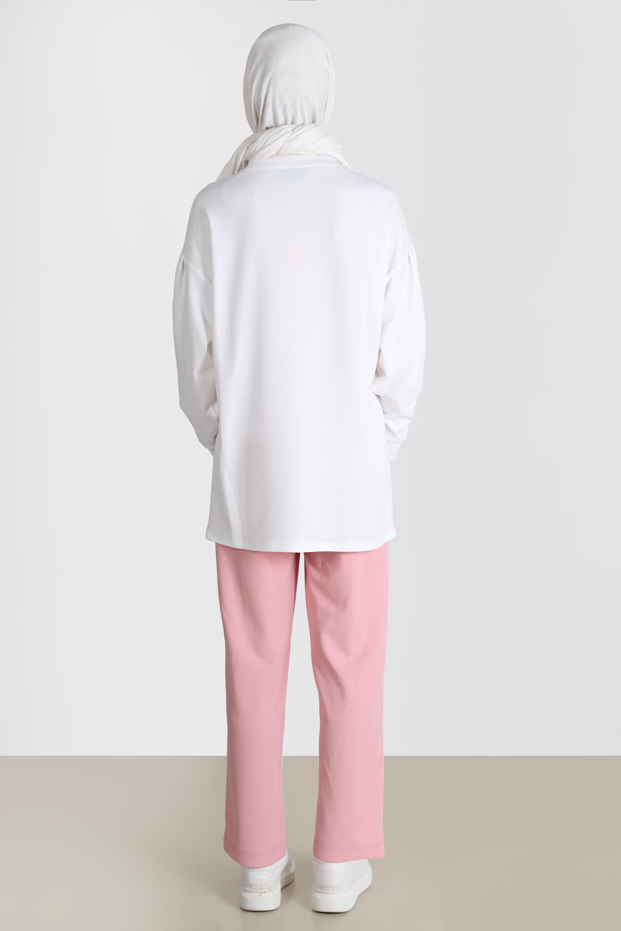 Tesettür giyim PUDRA BASKI DETAYLI İKİLİ PANT. EŞOFMAN TAKIMI 42677 