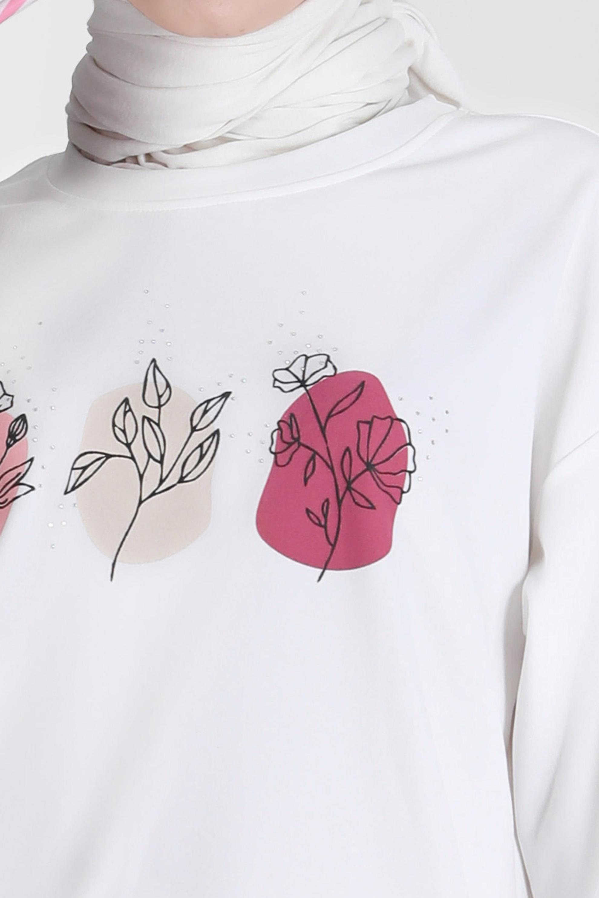 Tesettür giyim PUDRA BASKI DETAYLI İKİLİ PANT. EŞOFMAN TAKIMI 42677 