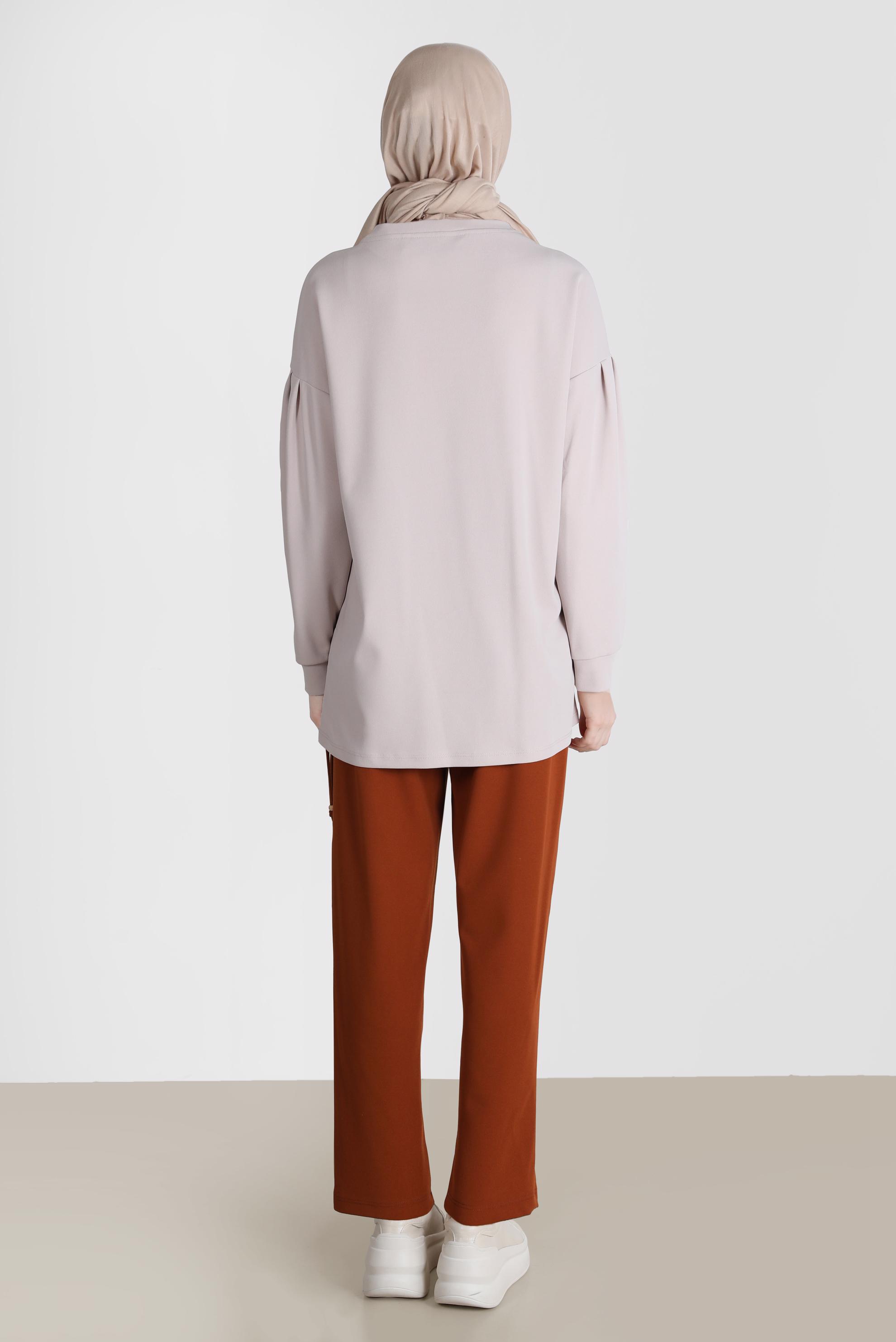 Tesettür giyim BORDO BASKI DETAYLI İKİLİ PANT. EŞOFMAN TAKIMI 42677 