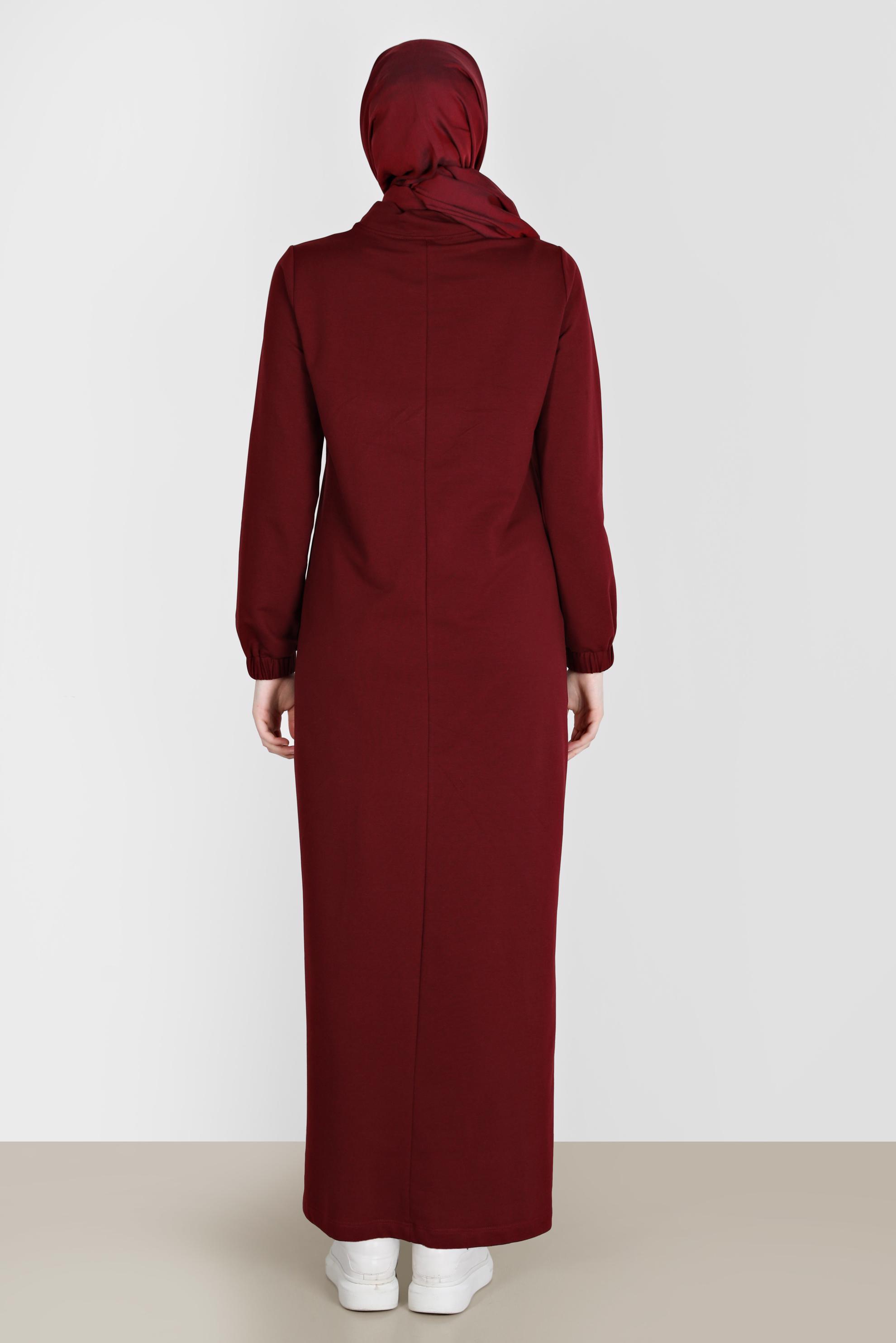 Vêtements hijab ROUGE BORDEAUX ROBE DE SURVÊTEMENT IMPRIMÉ GEMME 42678