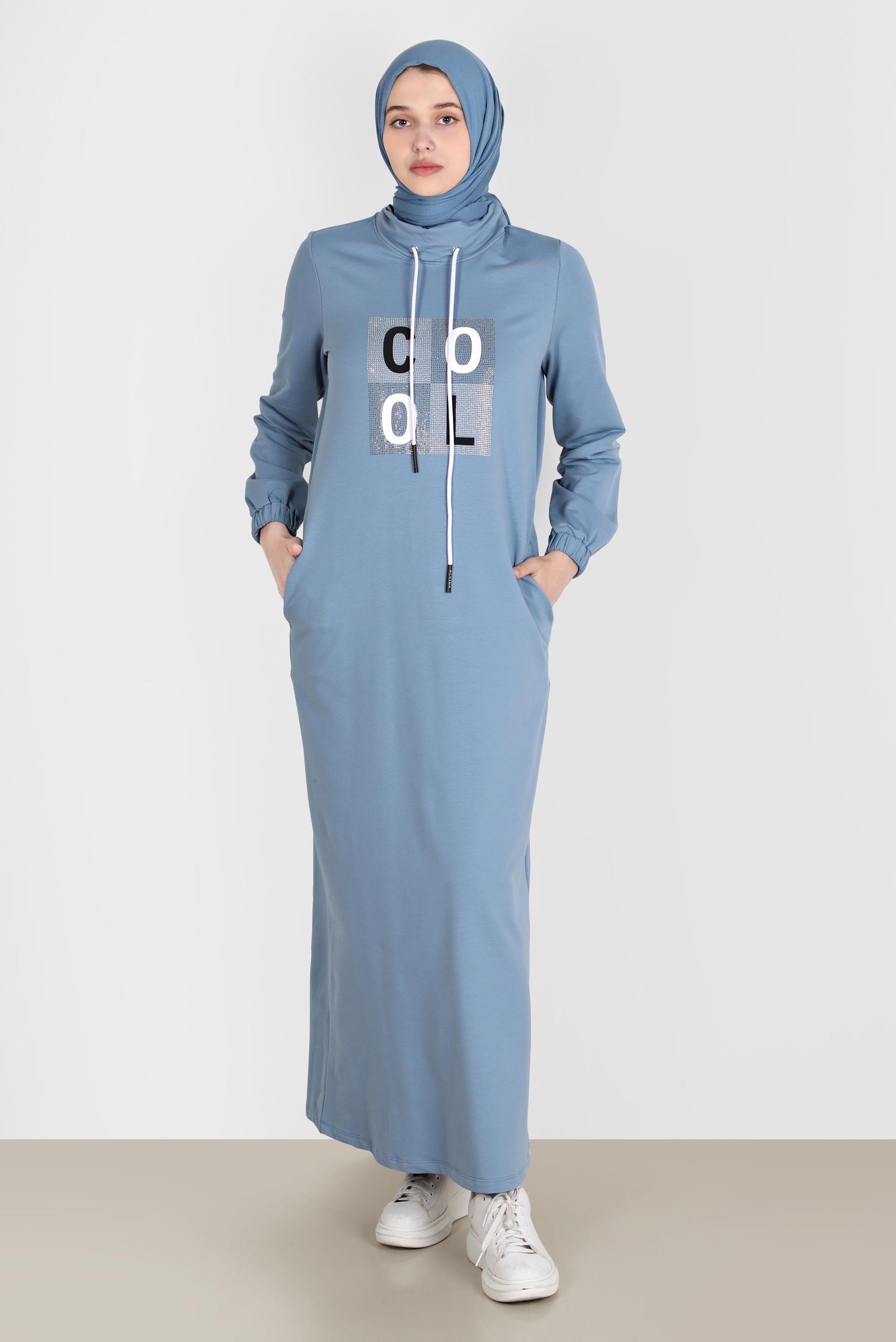 Hijab clothing BLUE GEM PRINT TRACKSUIT DRESS 42678 