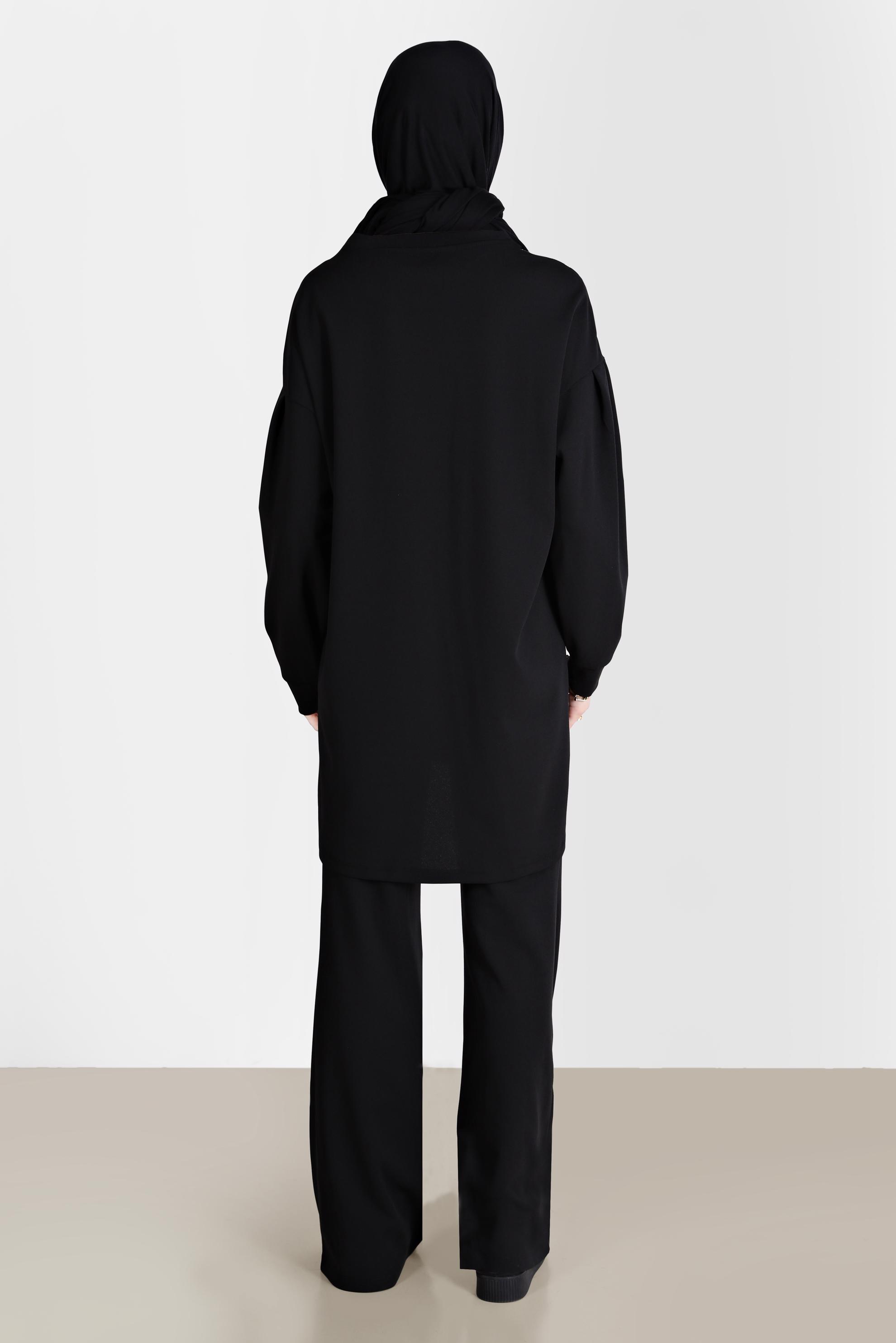 Tesettür giyim SİYAH TAŞ DETAYLI İKİLİ PANT. EŞOFMAN TAKIM 42680 