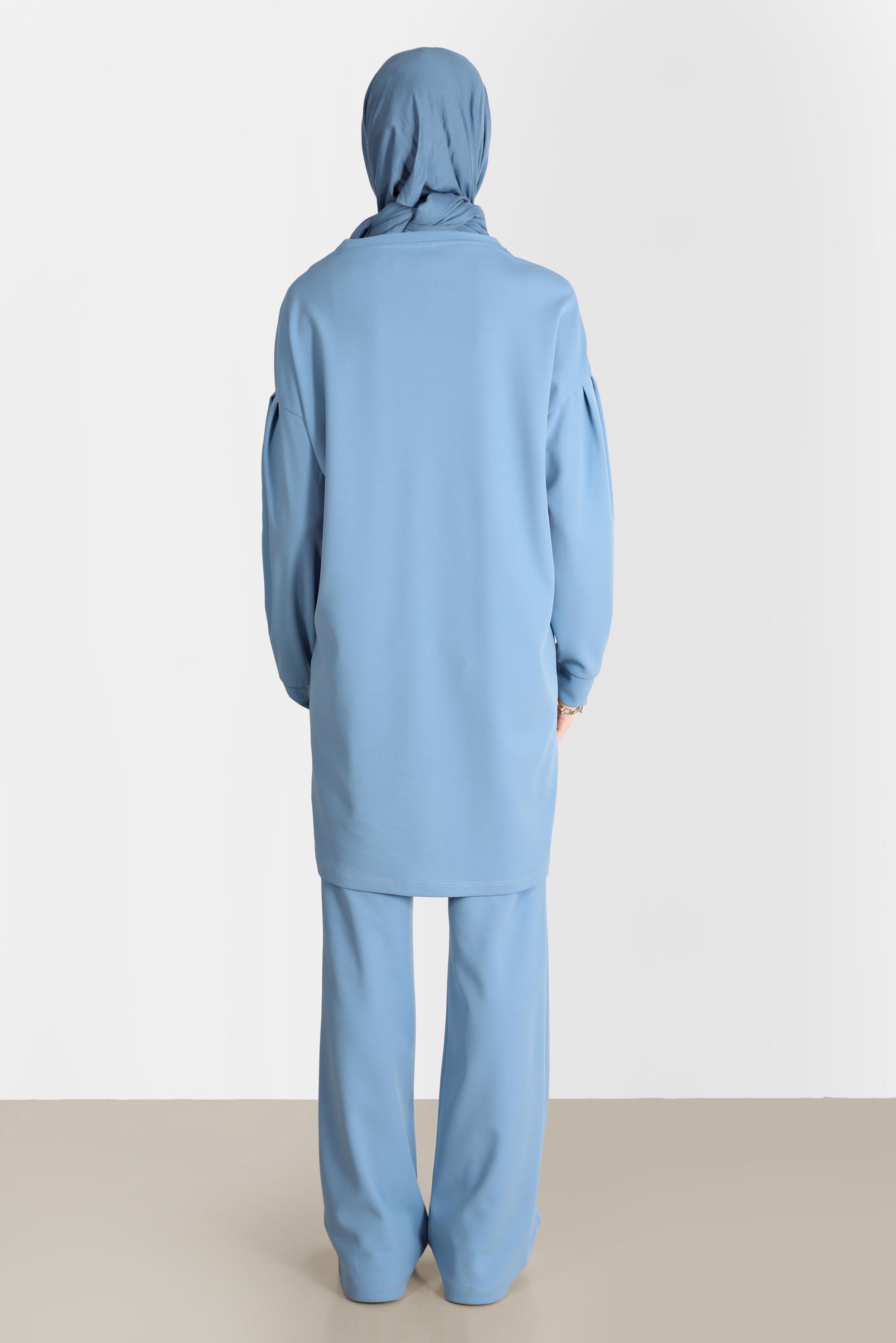 Tesettür giyim MAVİ TAŞ DETAYLI İKİLİ PANT. EŞOFMAN TAKIM 42680 