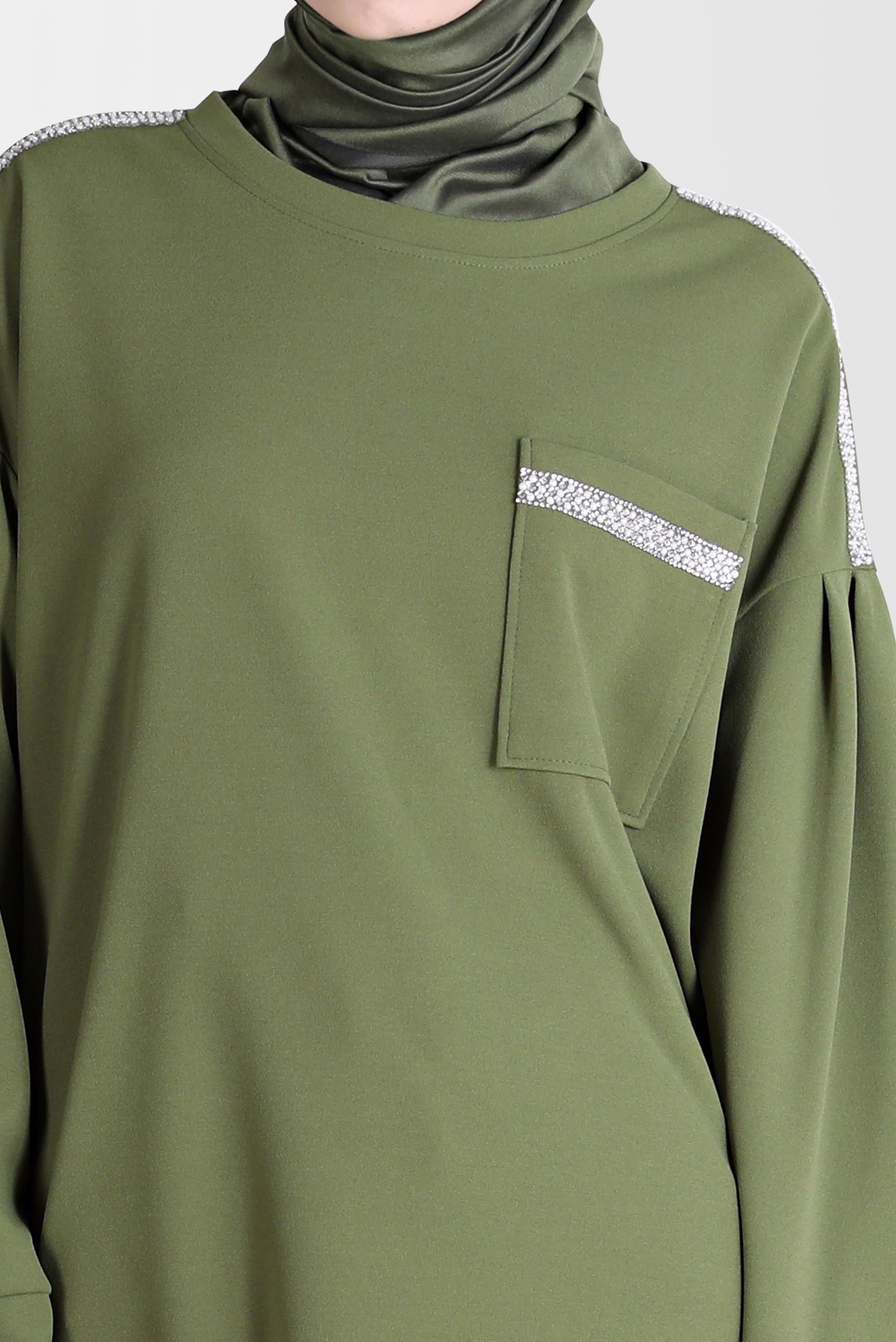 Tesettür giyim YEŞİL TAŞ DETAYLI İKİLİ PANT. EŞOFMAN TAKIM 42680 