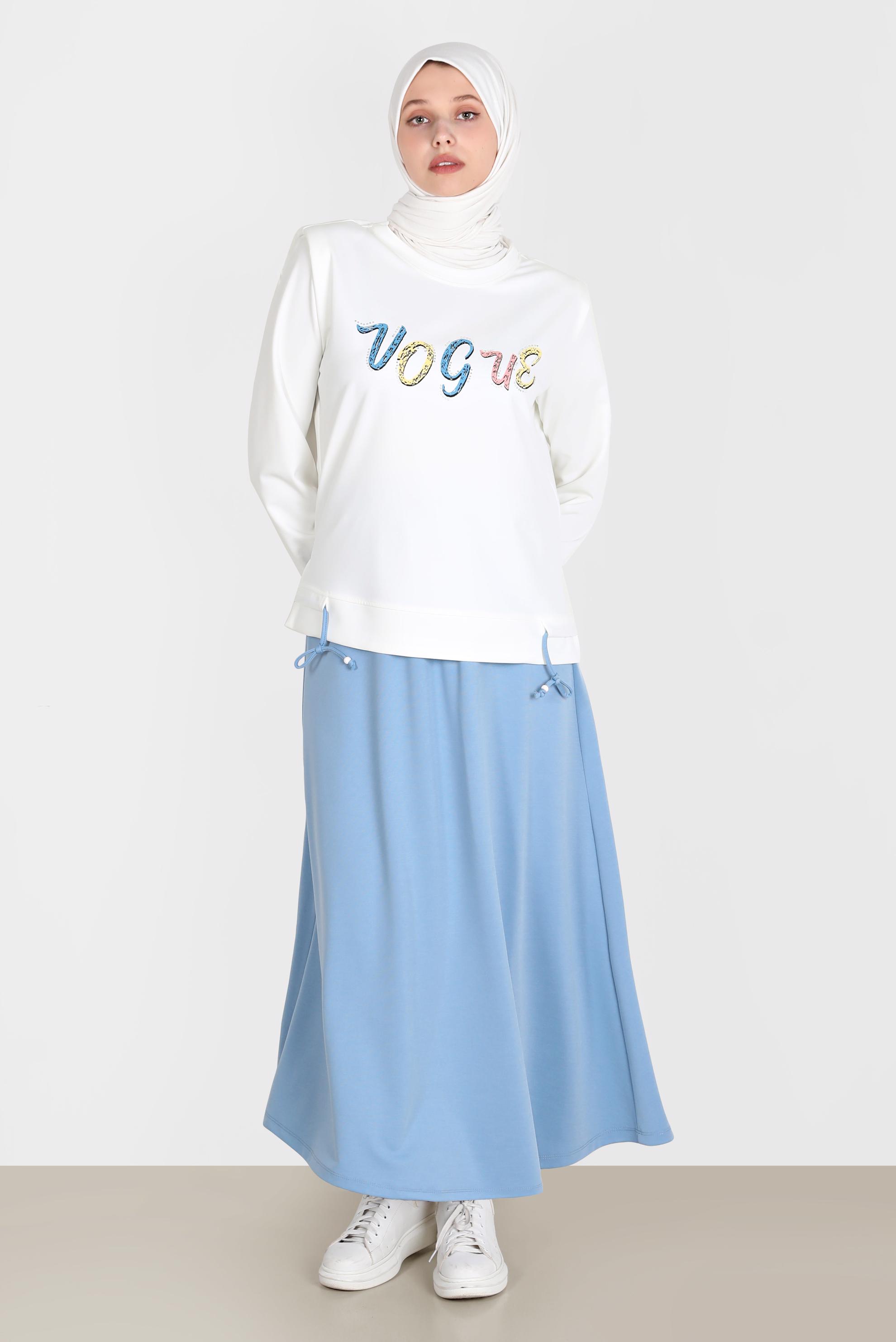 Vêtements hijab BLEU COSTUME JUPE 2 PIÈCES IMPRIMÉ 42715