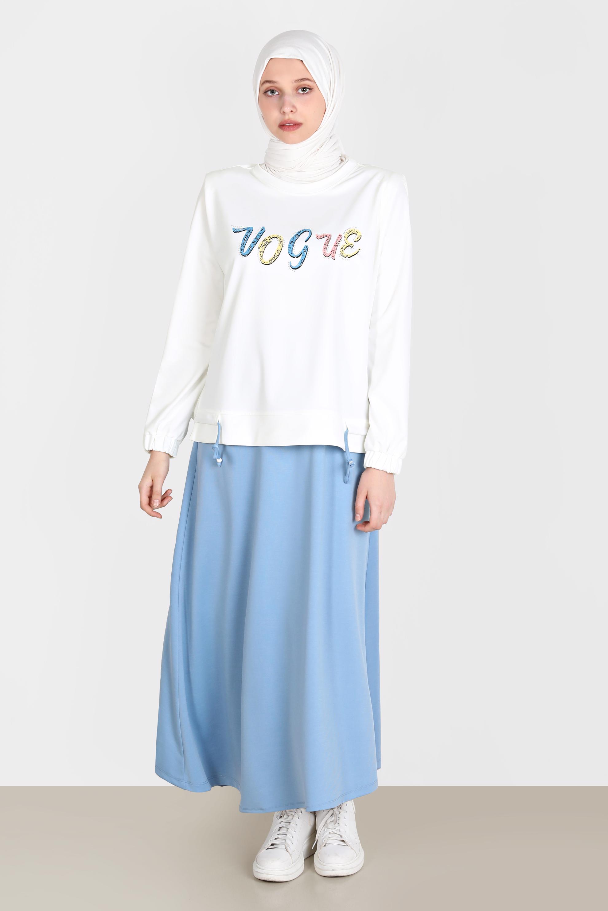 Vêtements hijab BLEU COSTUME JUPE 2 PIÈCES IMPRIMÉ 42715