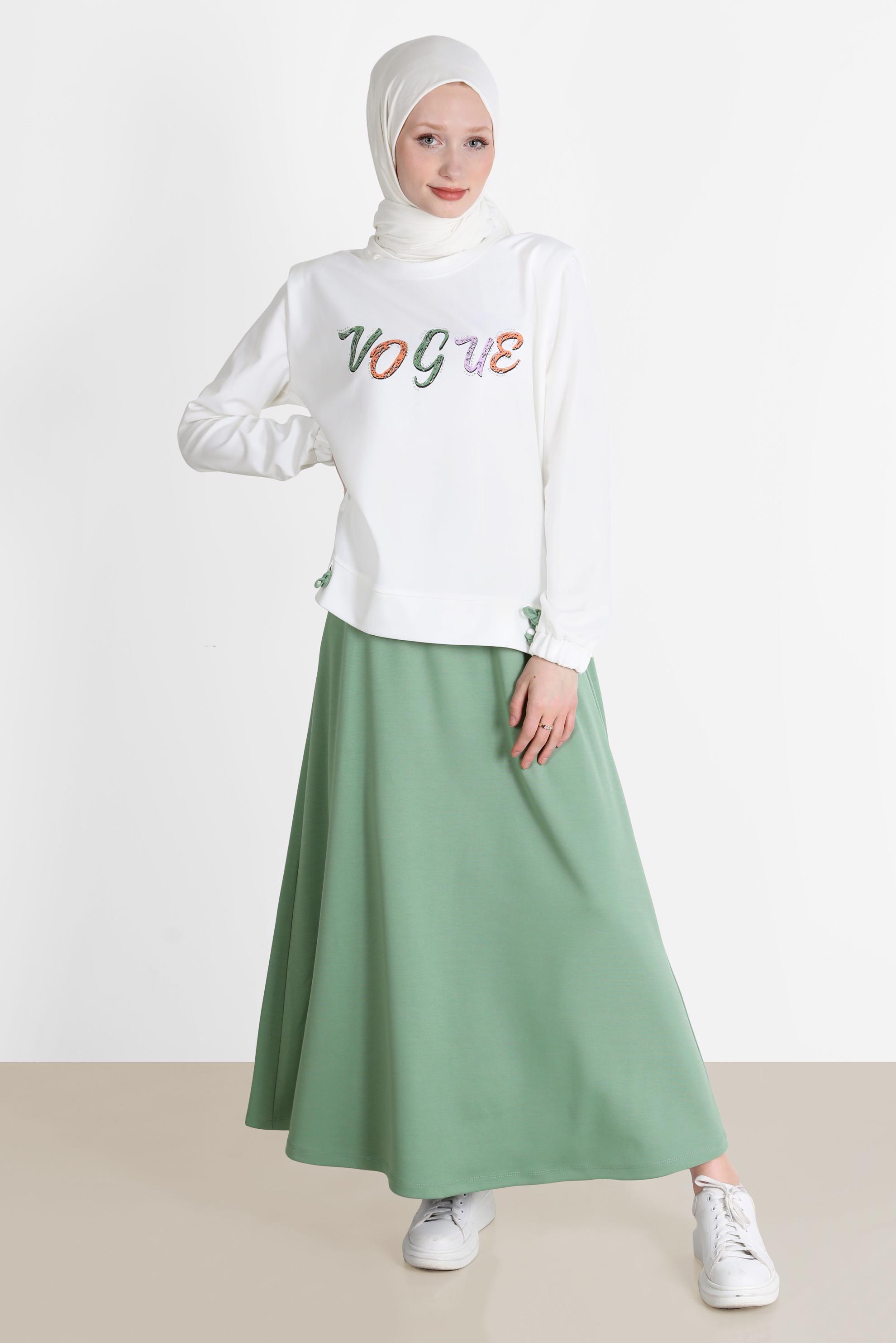 Vêtements hijab VERT COSTUME JUPE 2 PIÈCES IMPRIMÉ 42715