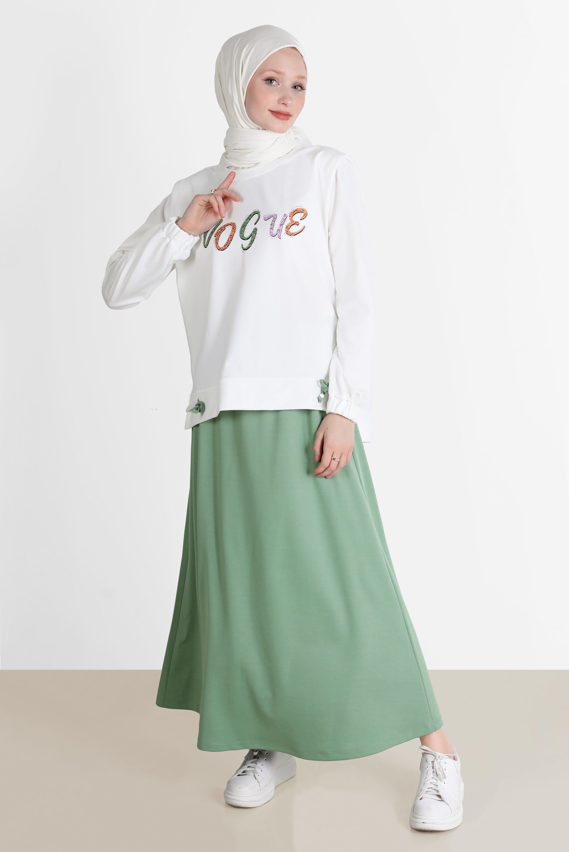 Vêtements hijab VERT COSTUME JUPE 2 PIÈCES IMPRIMÉ 42715