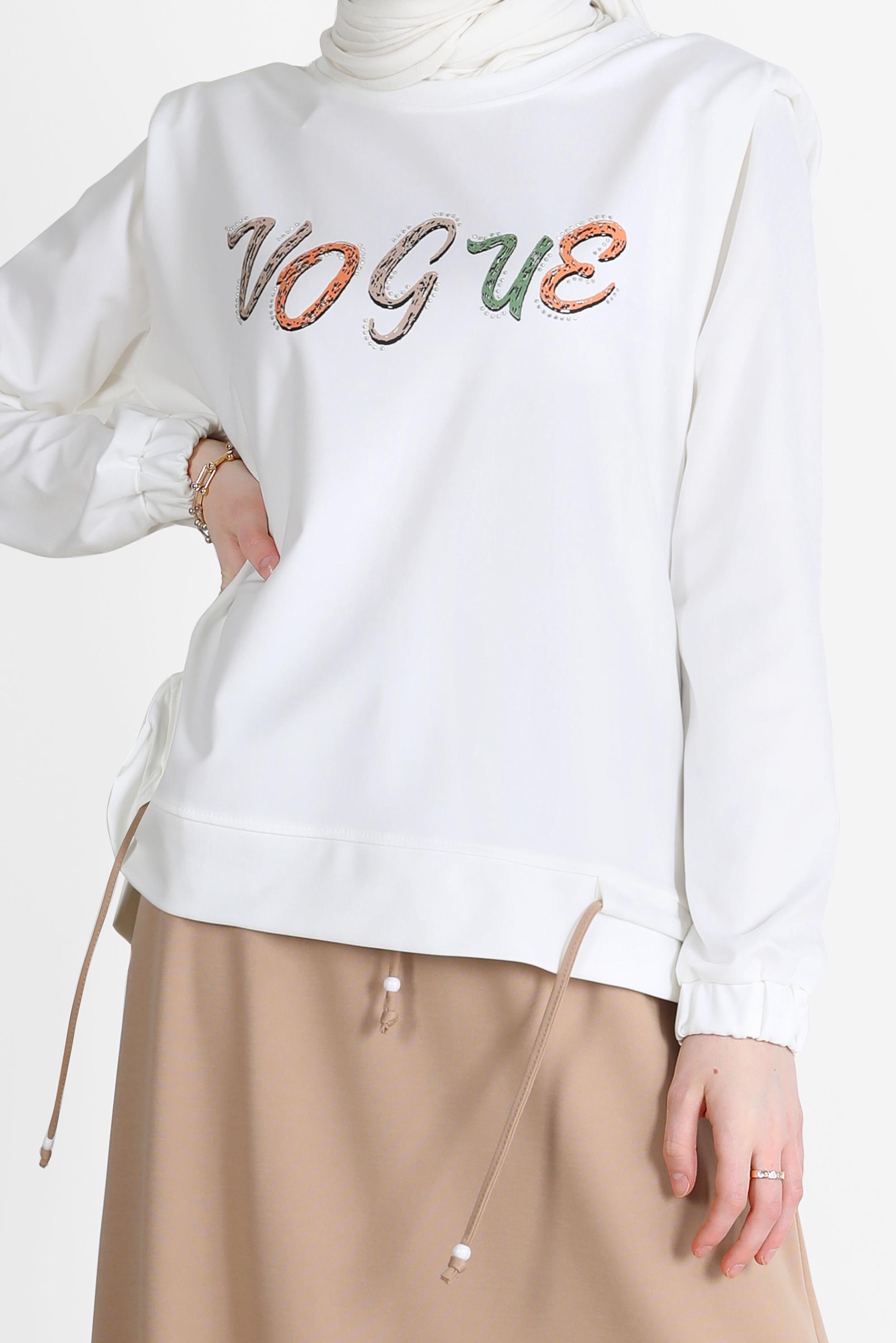 Tesettür giyim KAHVE BASKILI İKİLİ ETEKLİ EŞOFMAN TAKIM 42715 