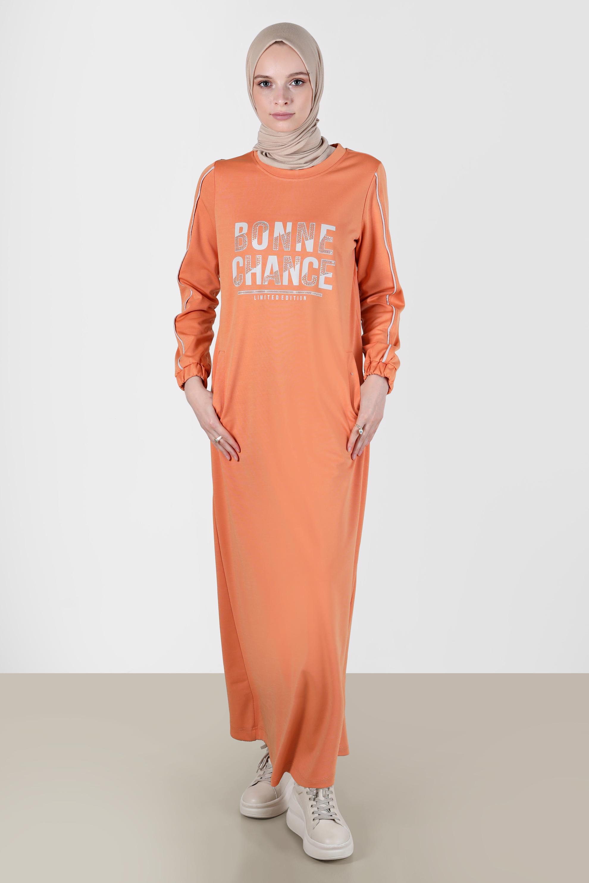 Hijab clothing ORANGE GEM PRINTED TRACKSUIT DRESS 42742 