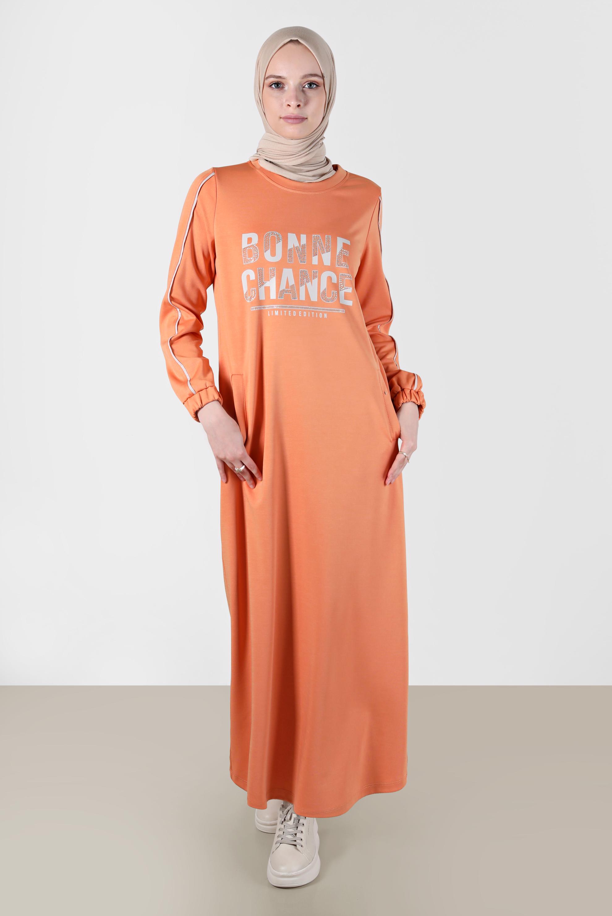 Hijab clothing ORANGE GEM PRINTED TRACKSUIT DRESS 42742 