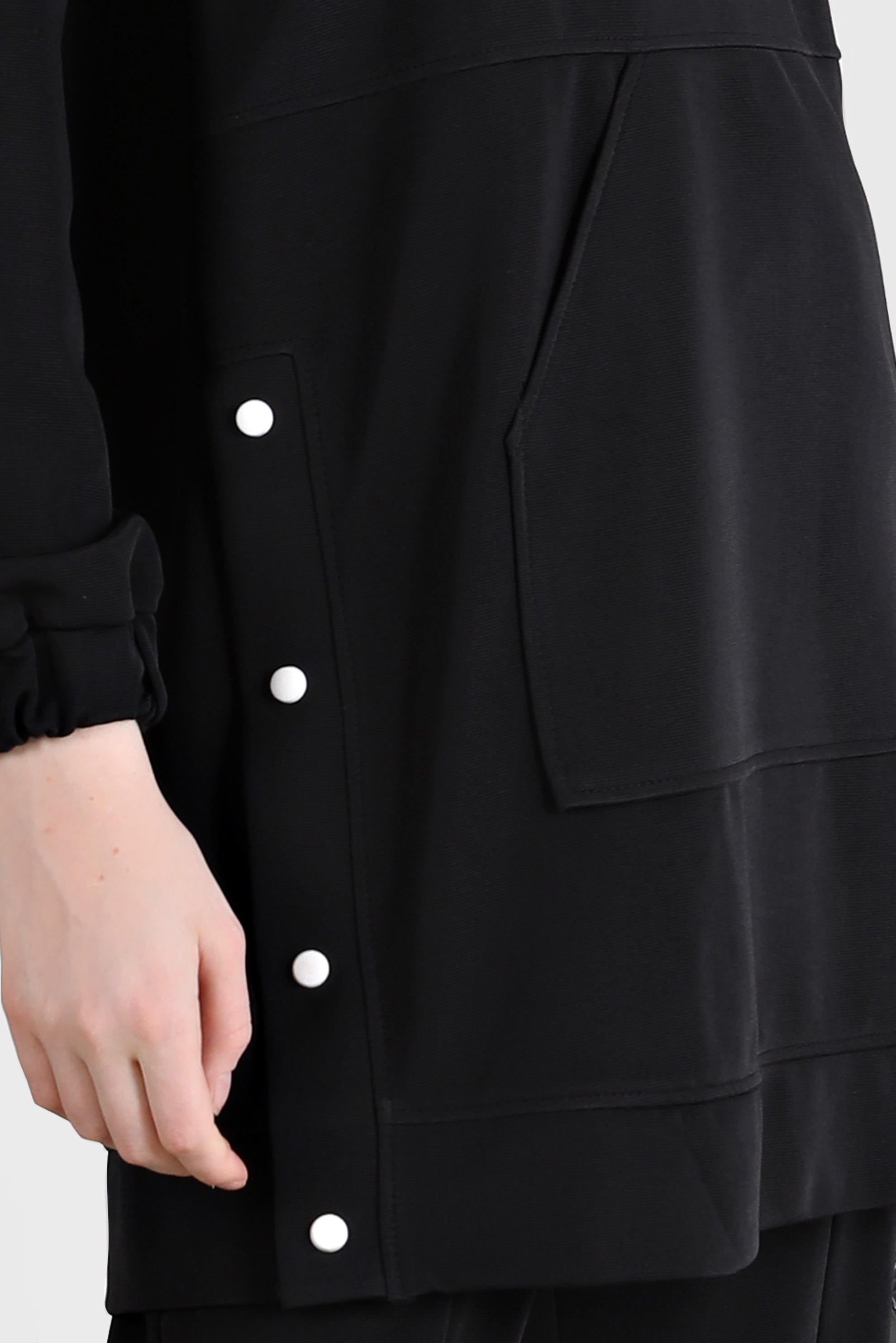 Tesettür giyim SİYAH ÇITÇIT DETAYLI CEPLİ EŞOFMAN TUNİK 42743 