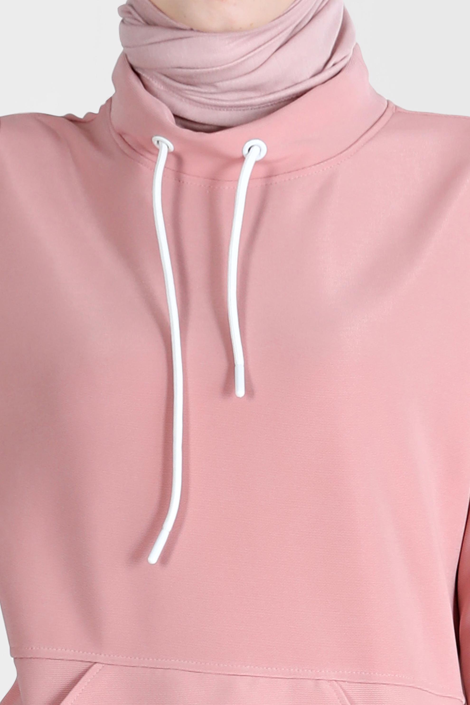 Tesettür giyim PUDRA ÇITÇIT DETAYLI CEPLİ EŞOFMAN TUNİK 42743 