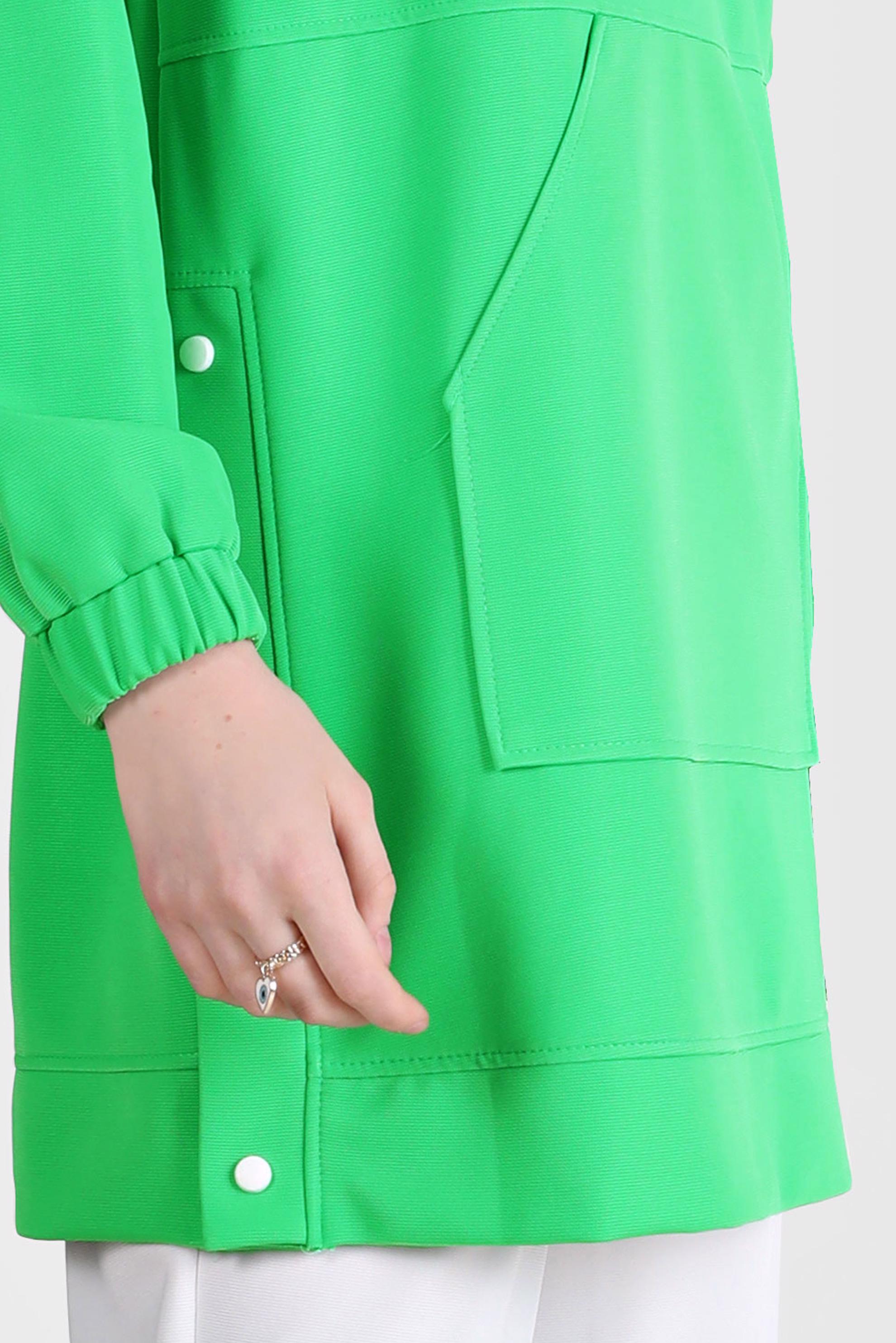 Tesettür giyim YEŞİL ÇITÇIT DETAYLI CEPLİ EŞOFMAN TUNİK 42743 