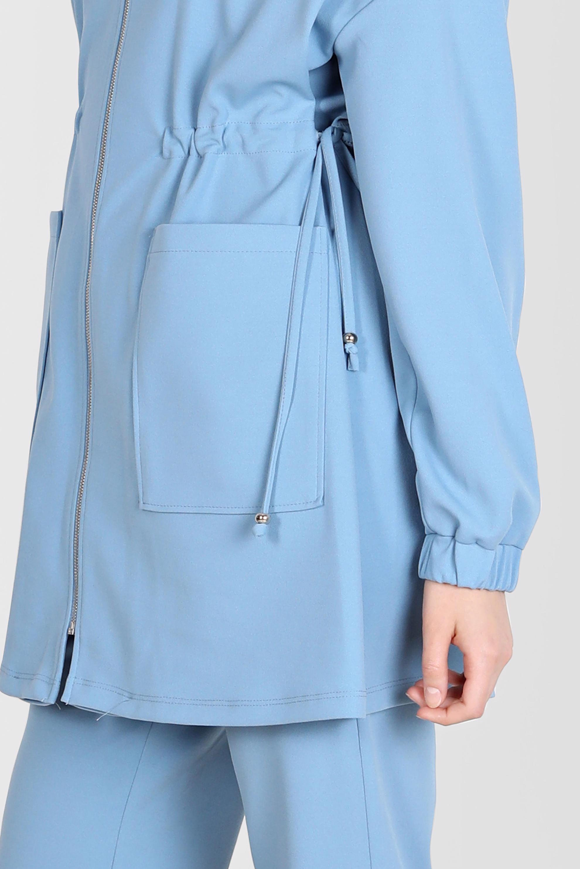 Tesettür giyim MAVİ BELİ BÜZGÜLÜ İKİLİ PANT. EŞOFMAN TAKIM 42773 