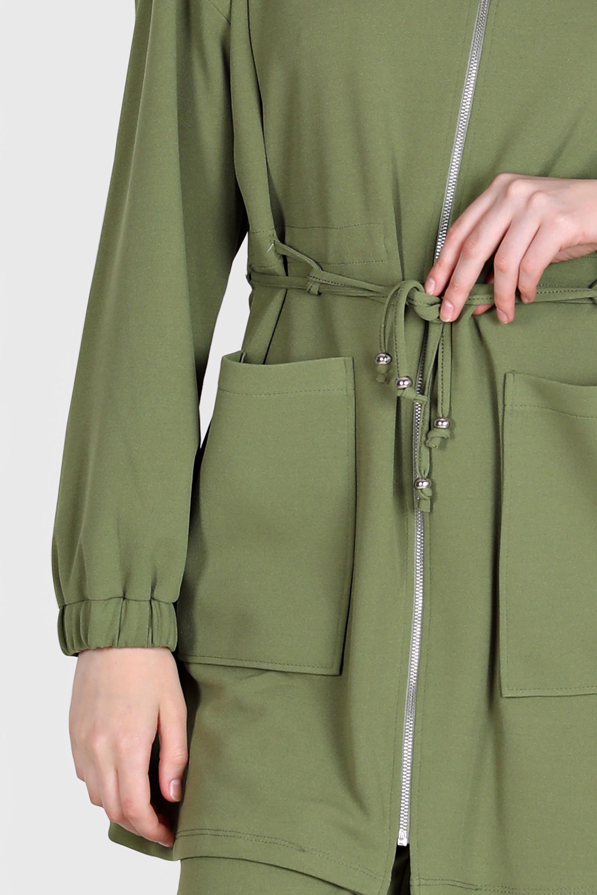 Tesettür giyim YEŞİL BELİ BÜZGÜLÜ İKİLİ PANT. EŞOFMAN TAKIM 42773 