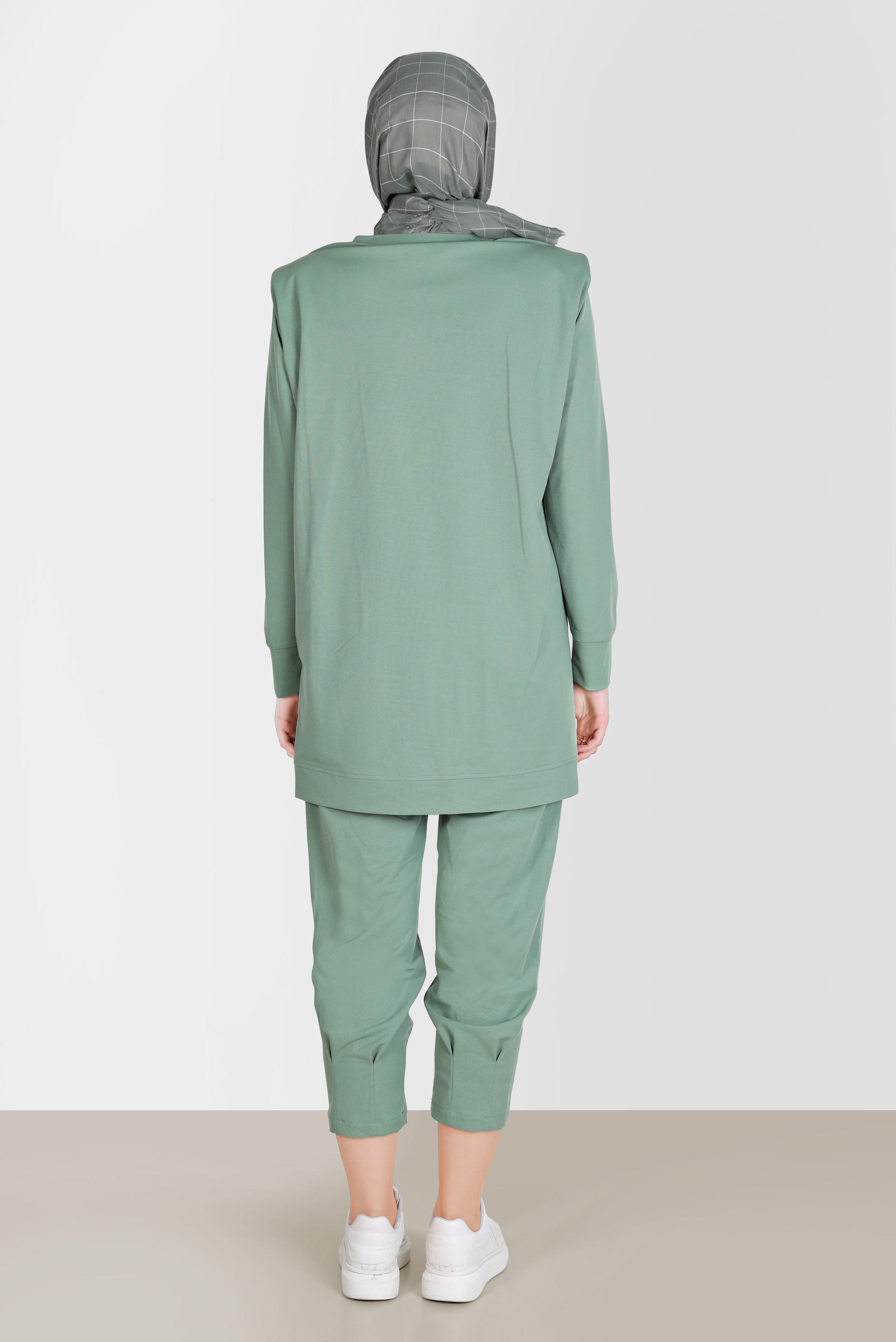 Tesettür giyim YEŞİL BASKI DETAYLI İKİLİ PANT. EŞOFMAN TAKIM 42774 