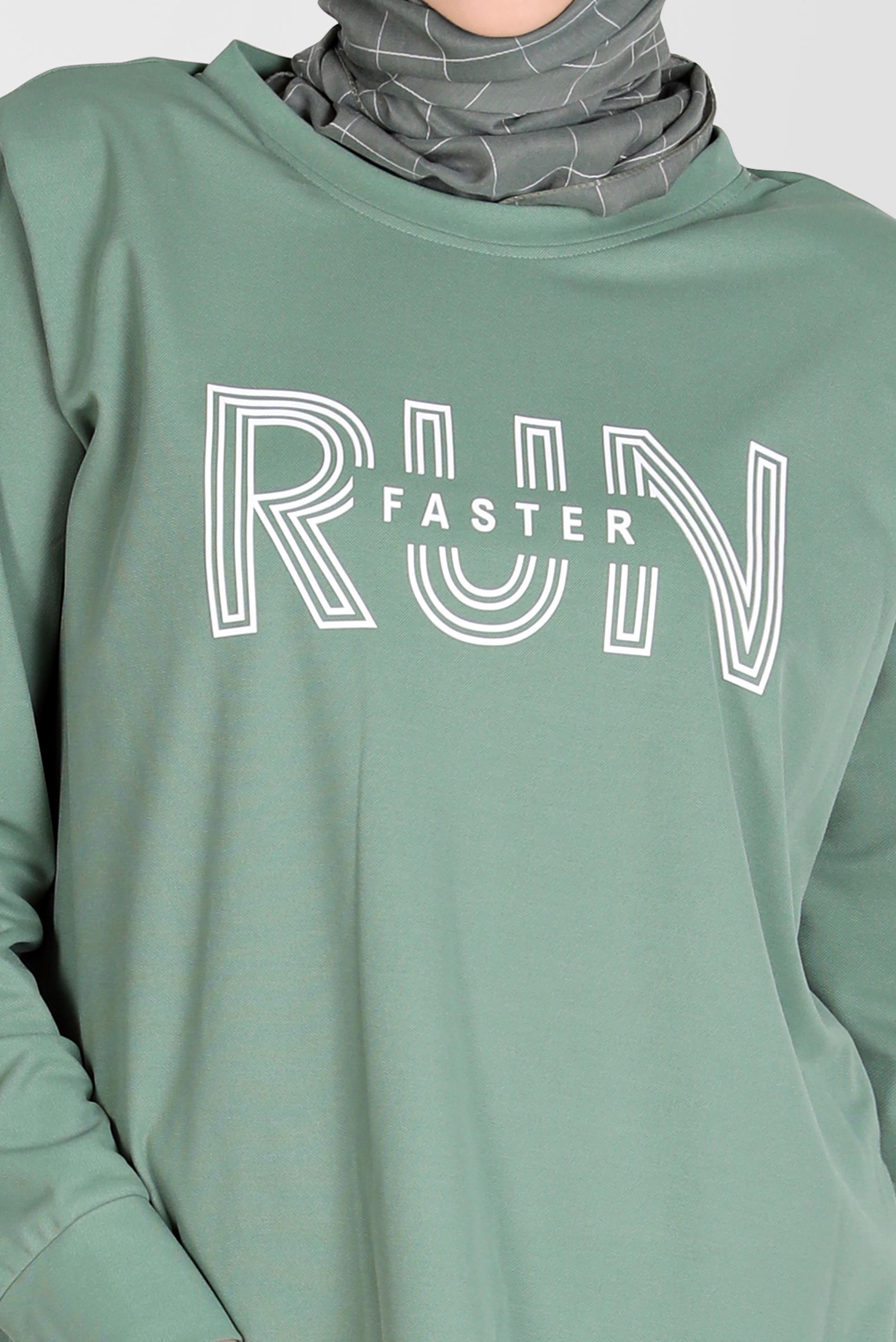 Tesettür giyim YEŞİL BASKI DETAYLI İKİLİ PANT. EŞOFMAN TAKIM 42774 